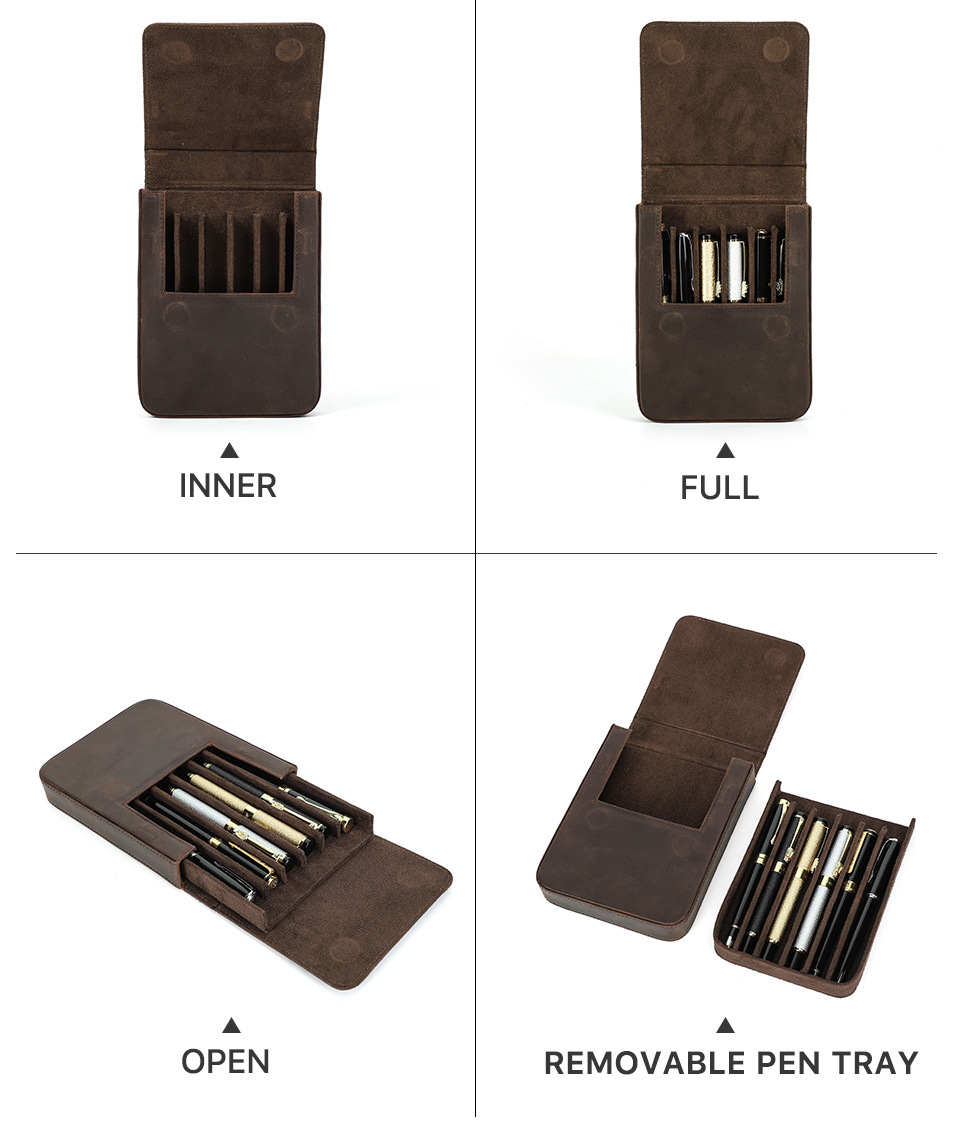 Six-seat Leather Pen Case 5