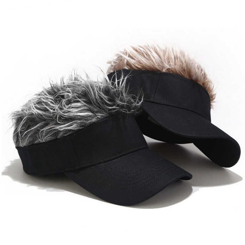 Fancy Street Fake Hair Baseball Cap Adjustable Visor Sun Cap Mens Fashion Wig Cap 1