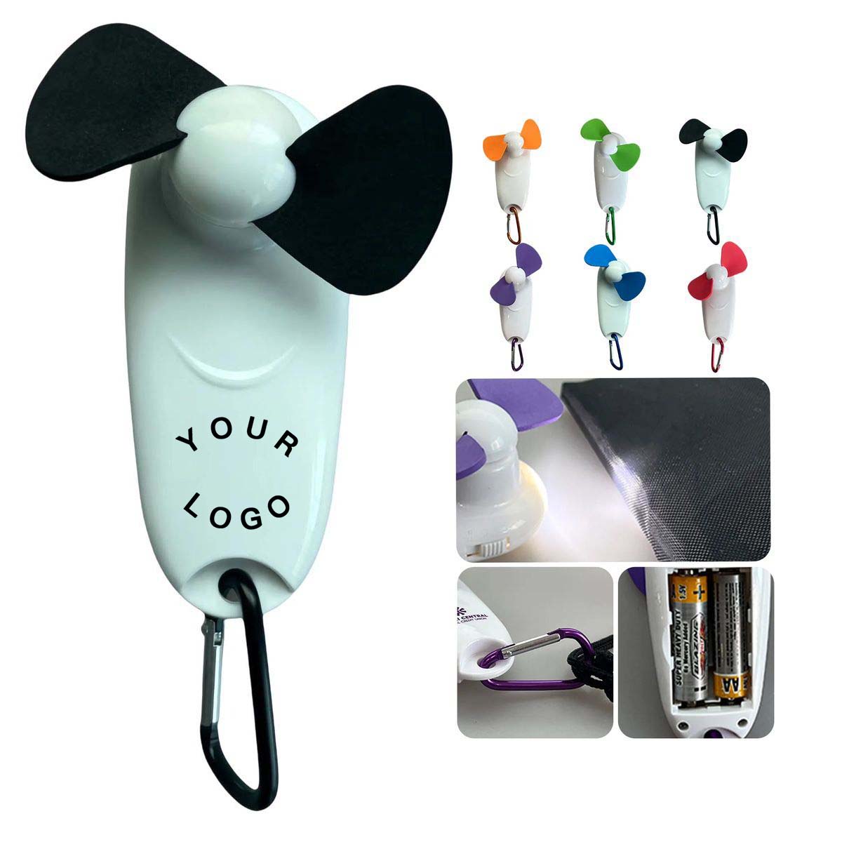 Mini Portable Fan with LED Flashlight and Hook 5