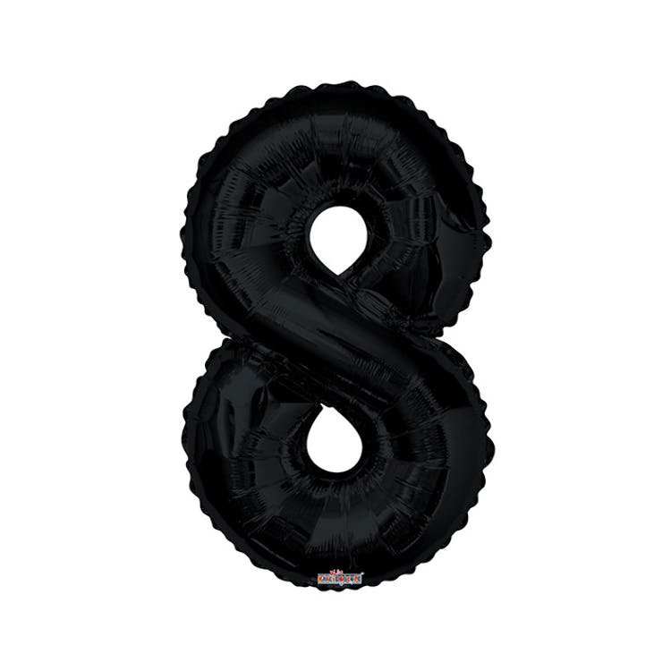 Mylar Number 8 Balloons - Black 8" 2