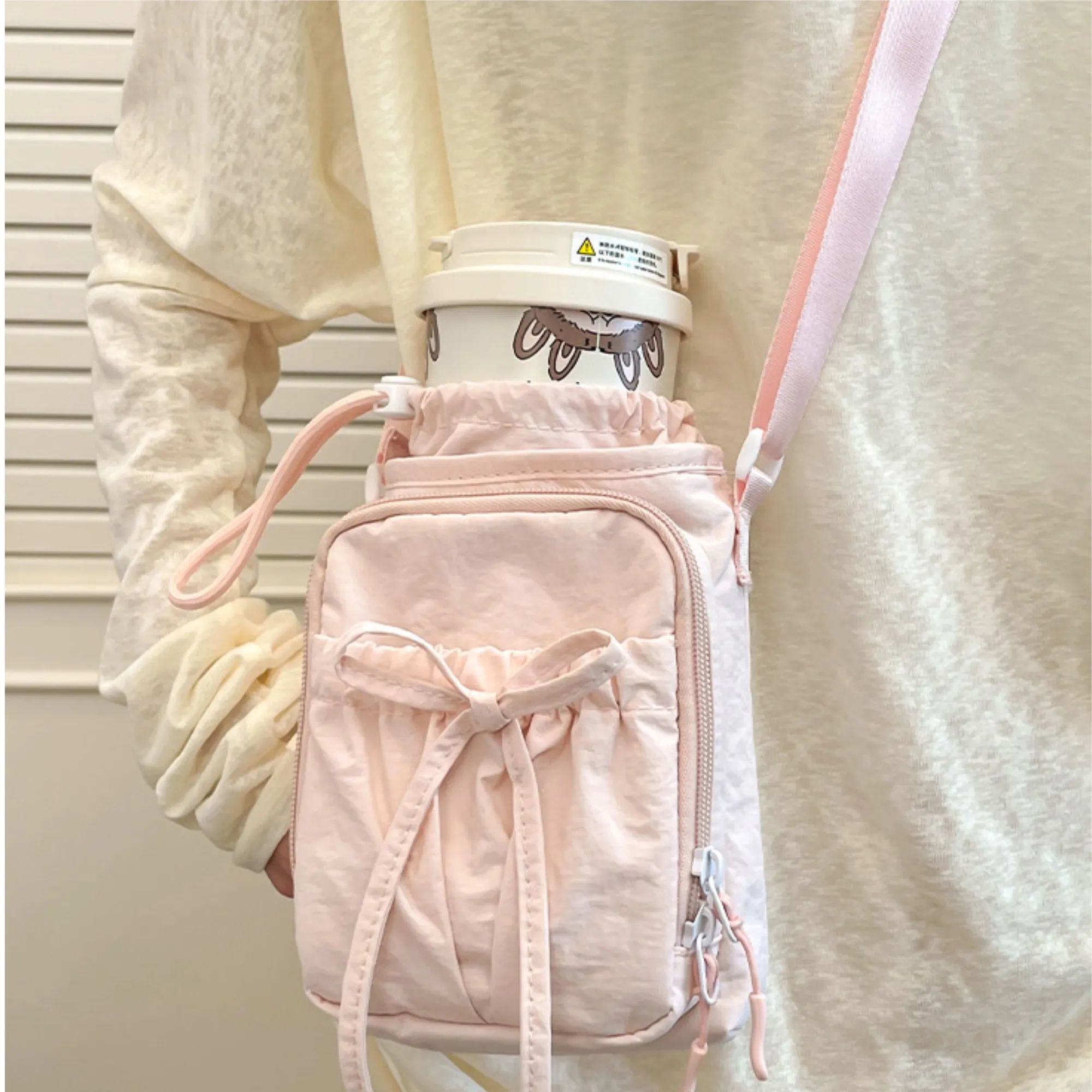 Lightweight Crossbody Bag Bottle Carries With Drawstring 6