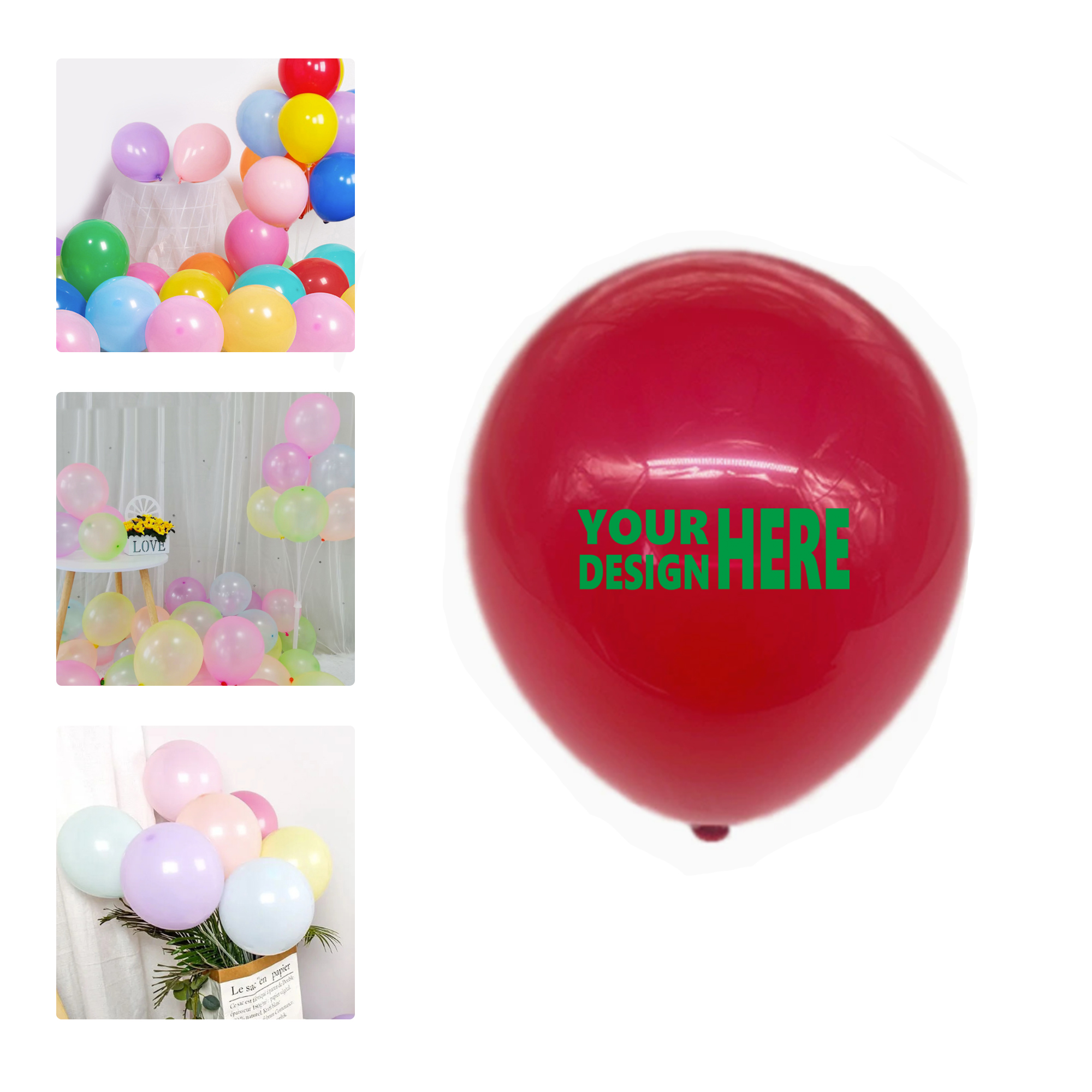 MOQ 50 Latex Balloons Matte Pastel Pearl Retro Fluorescent Custom Printed 2