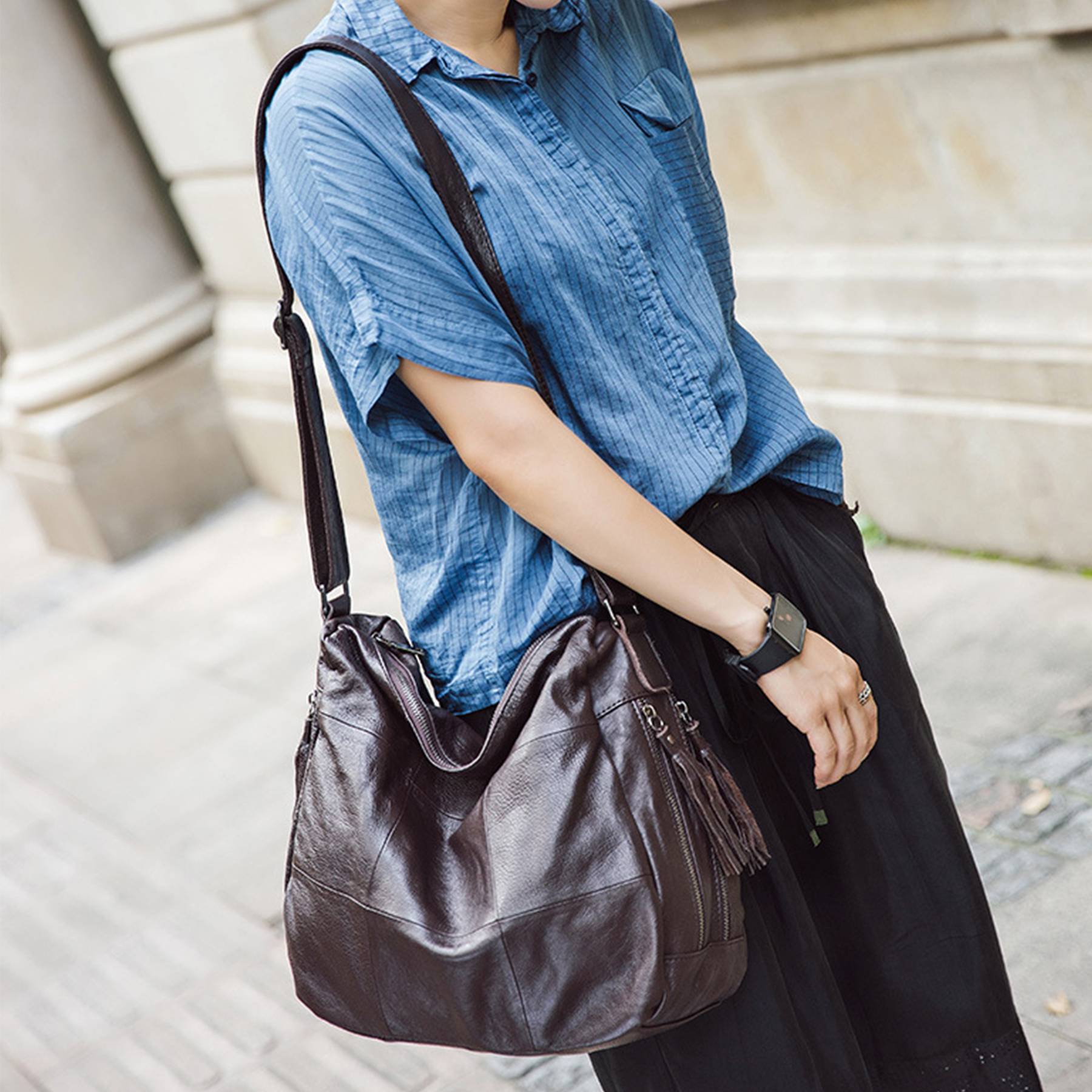 Genuine leather Hobo Purse Shoulder Bags for Women 3
