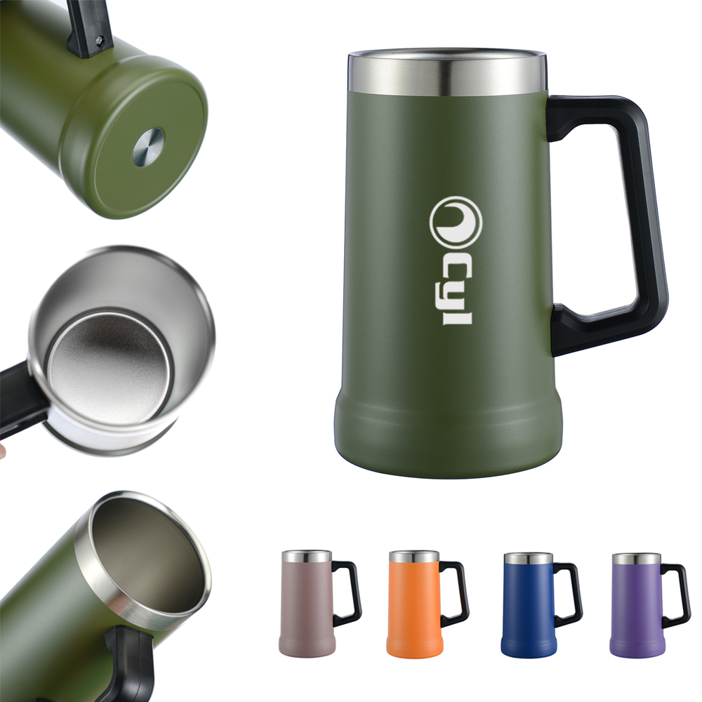 24 Oz Stainless Steel Beer Mug w/ Handle 1