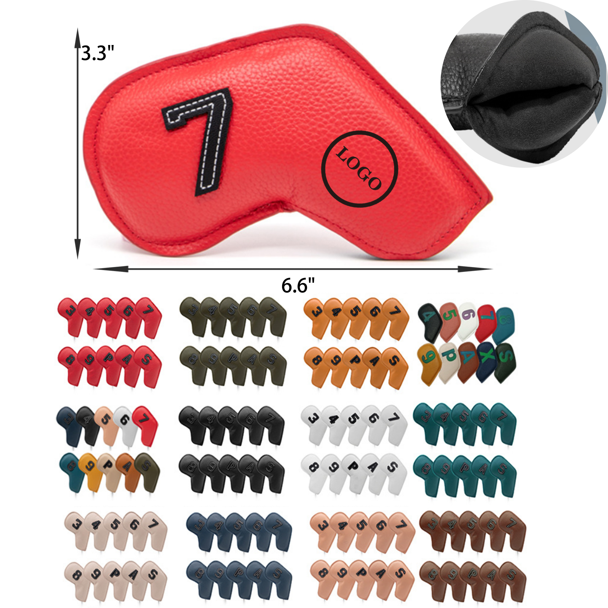 Durable 10 PCS Leather Golf Club Cover Set 6
