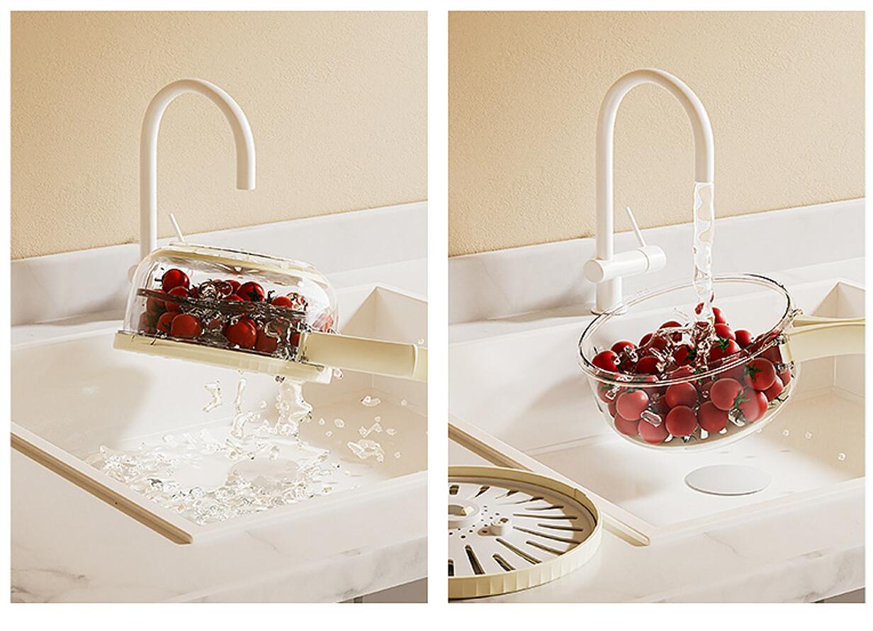 Folding Handle Double Layer Multifunctional Drainer Basket 2