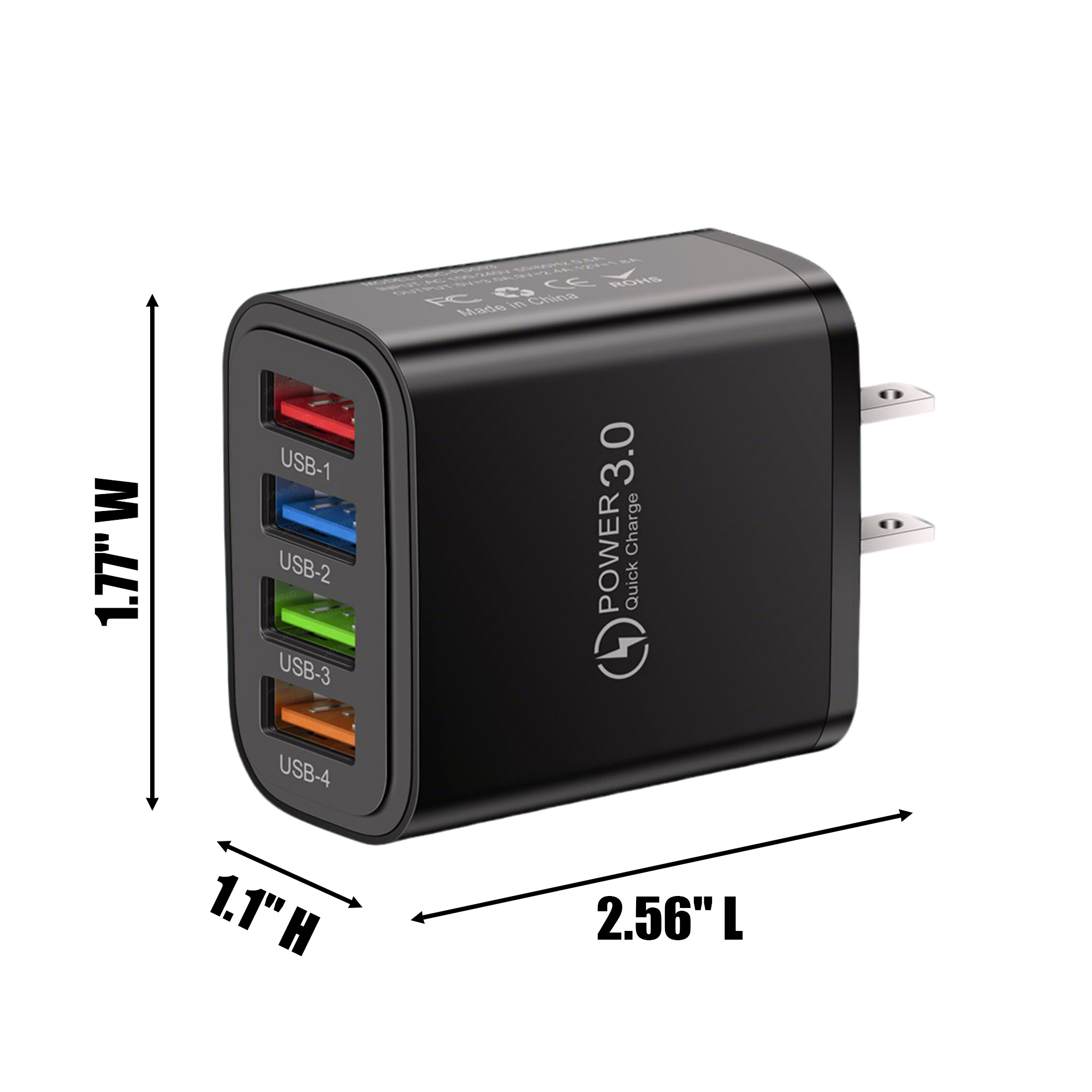 Universal USB Charging Block 4 Port 2.56" x 1.77" x 1.1" 1