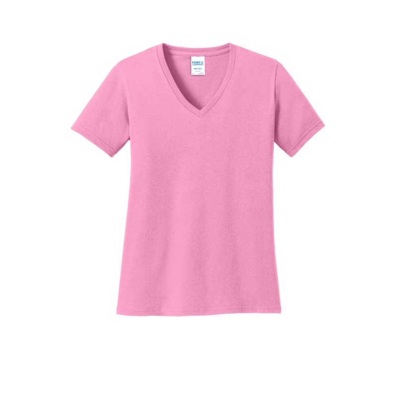 Port & Company Women's Core Cotton V-Neck Tee. 17