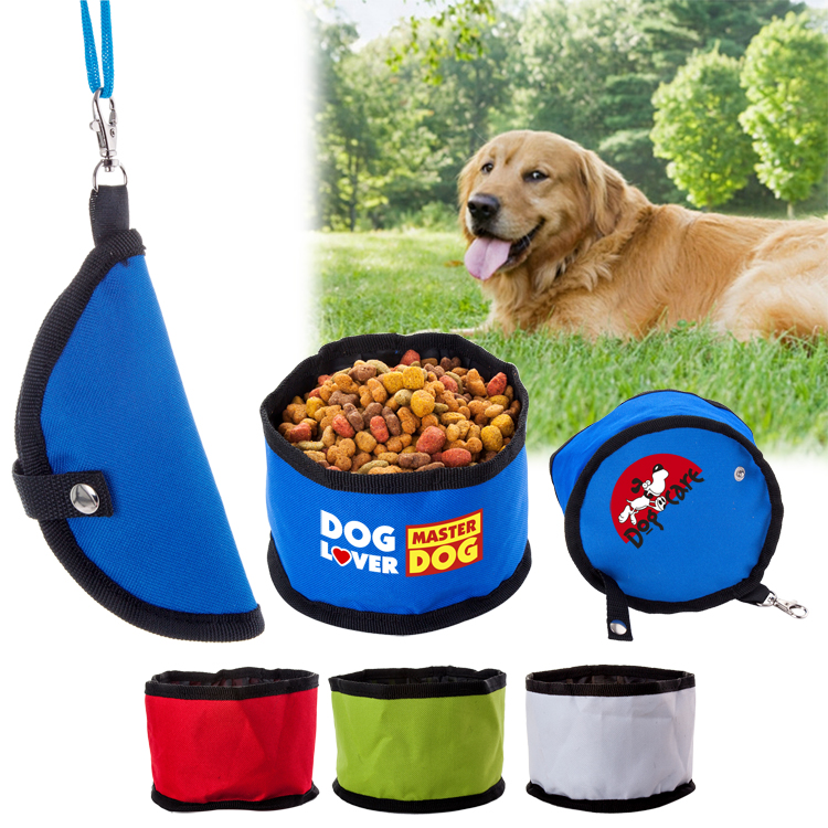 600D Poly Folding Pet Travel Bowl w/hook 12
