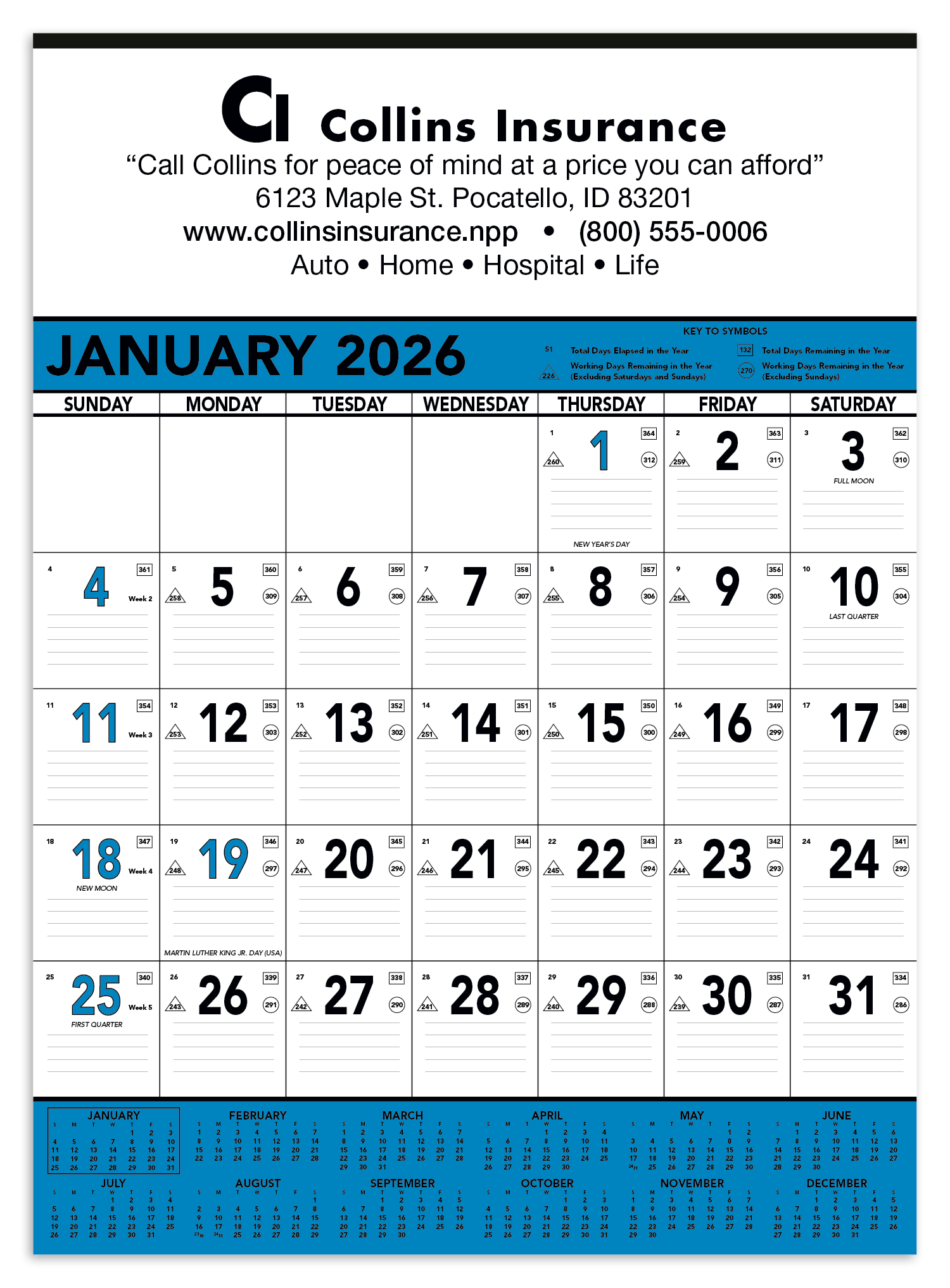 Triumph® Calendars Blue & Black Contractor Memo Calendar 3