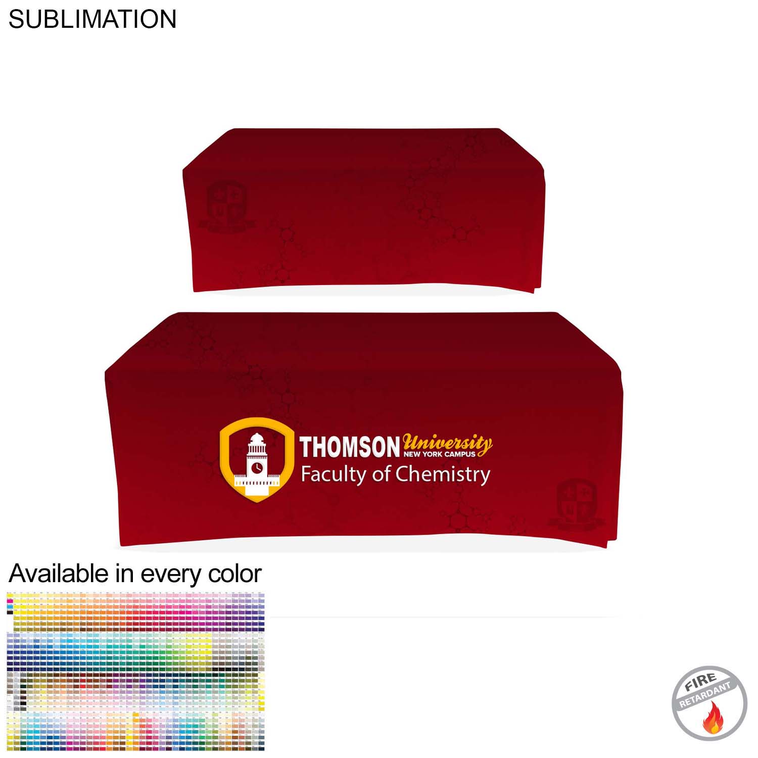 Faculty Table Cloth for 6' table, Drape style, 4 sided, Closed Back, Have different Faculty names 3