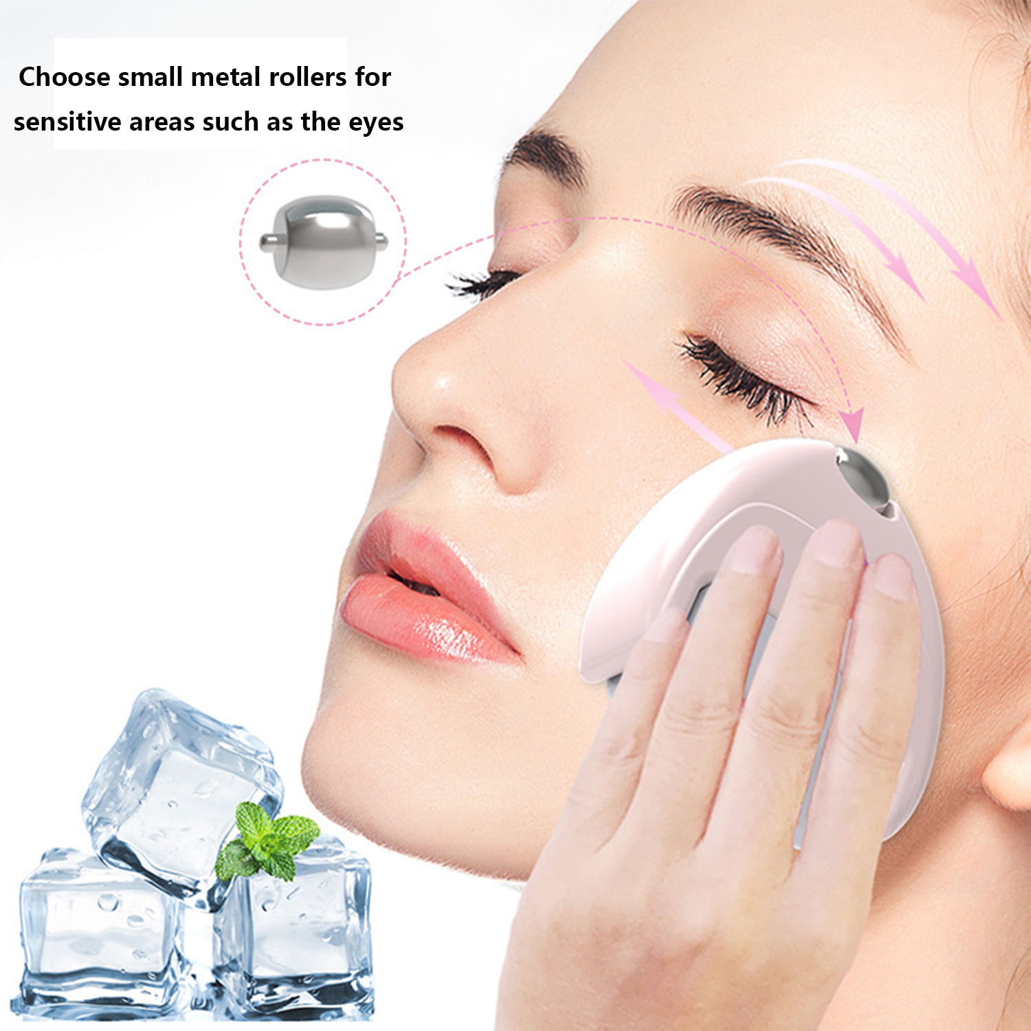 2-in-1 eye and face massage with a heart-shaped ice roller 4