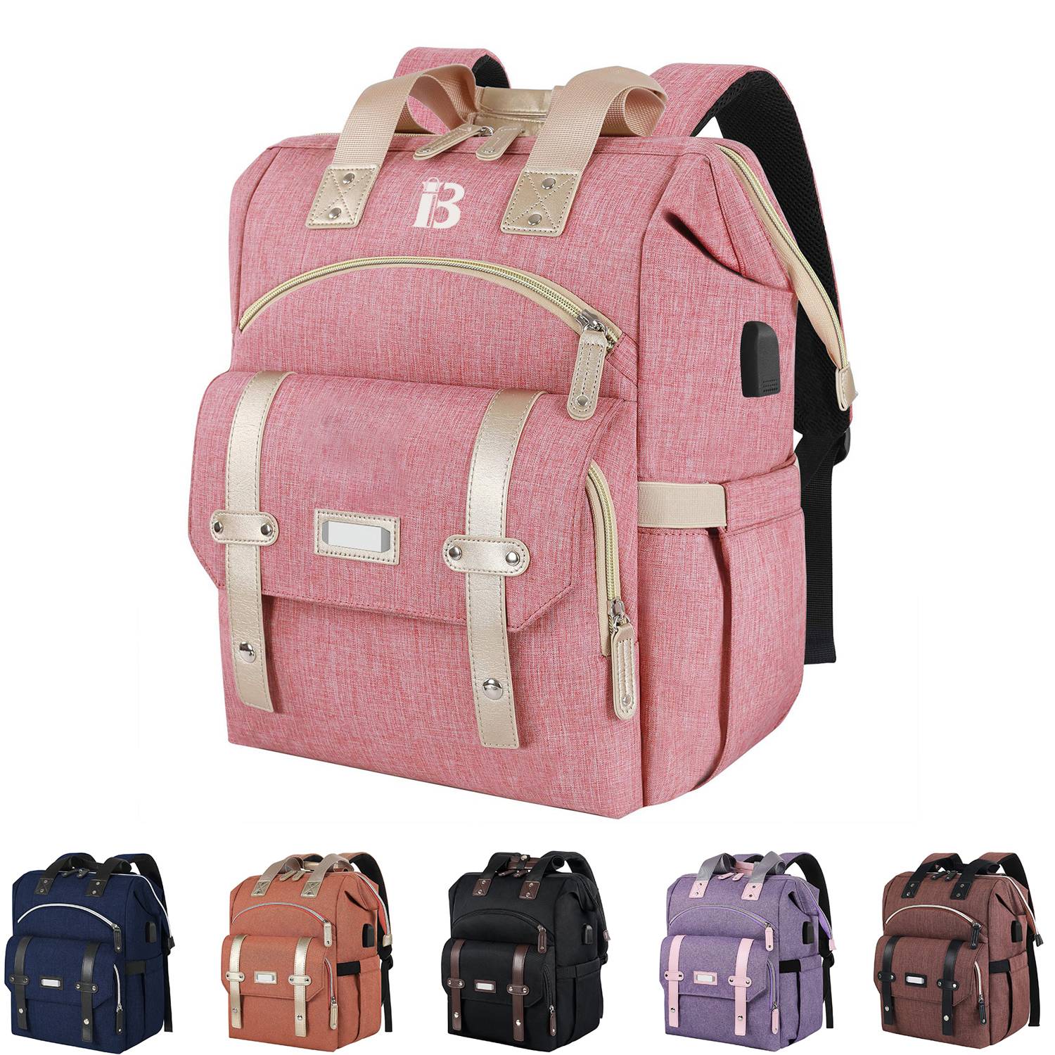 Oxford RFID Anti-Theft USB Travel Diaper Duffel Mommy Bag 8