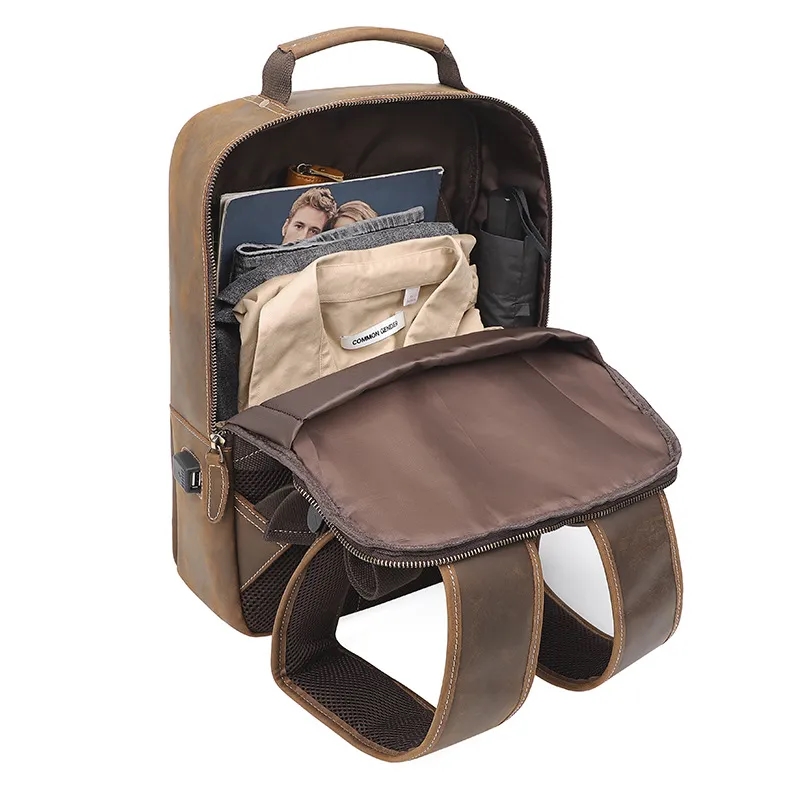 Custom 15 Inch Laptop Backpack Genuine Leather 10