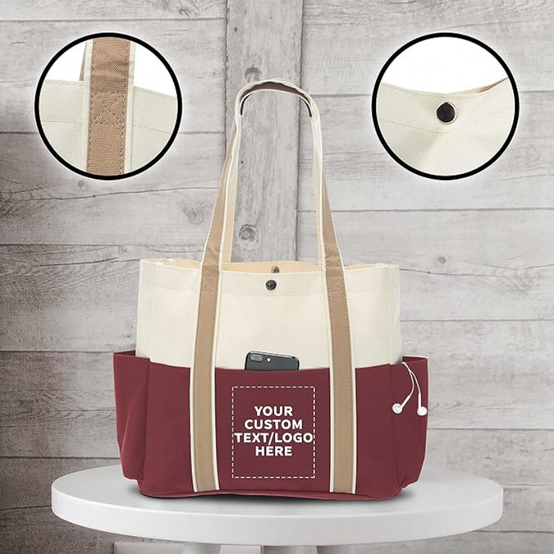 Custom Dual Color Shoulder Tote Bags 2