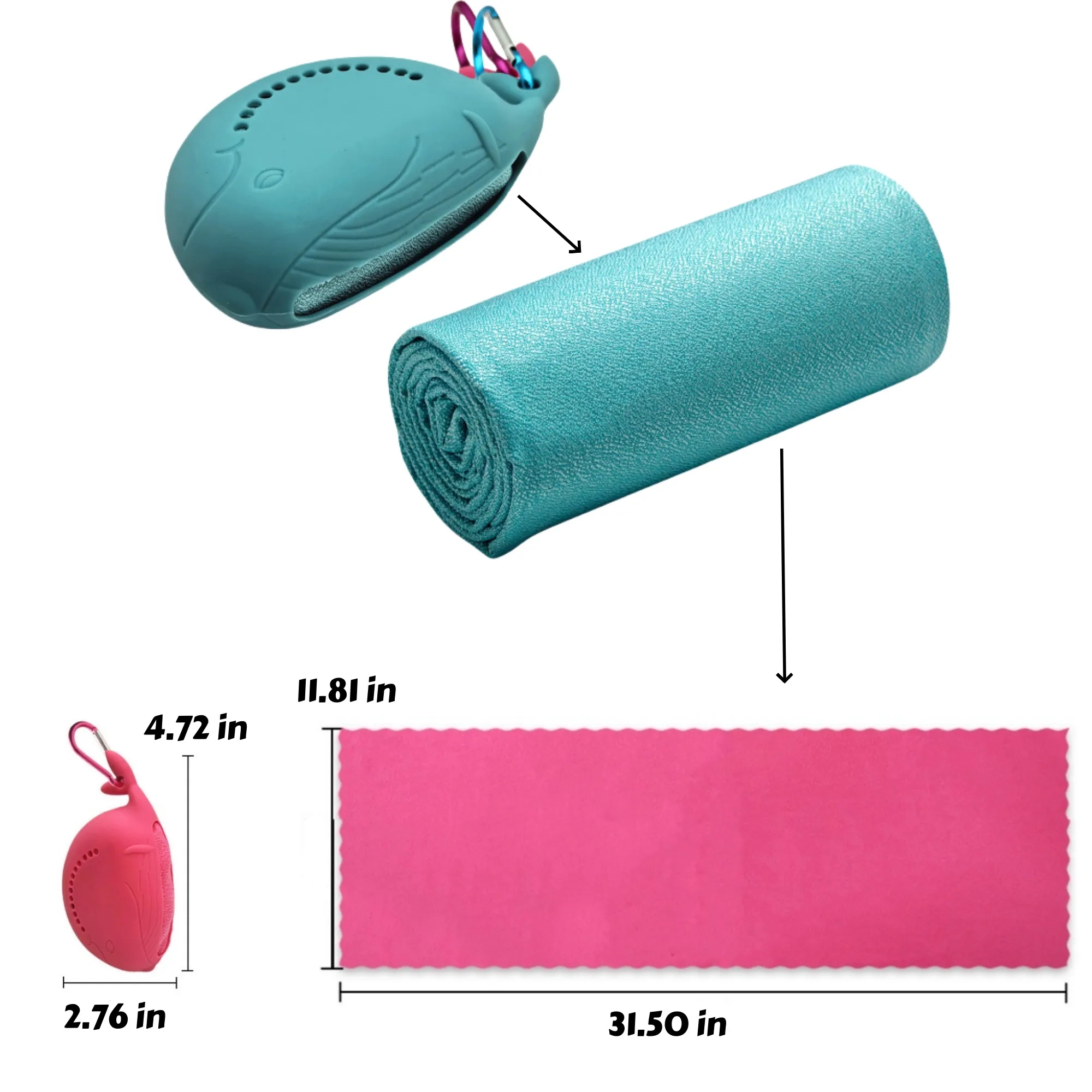 Quick Dry Sports Towel With Whale Silicone Case 3