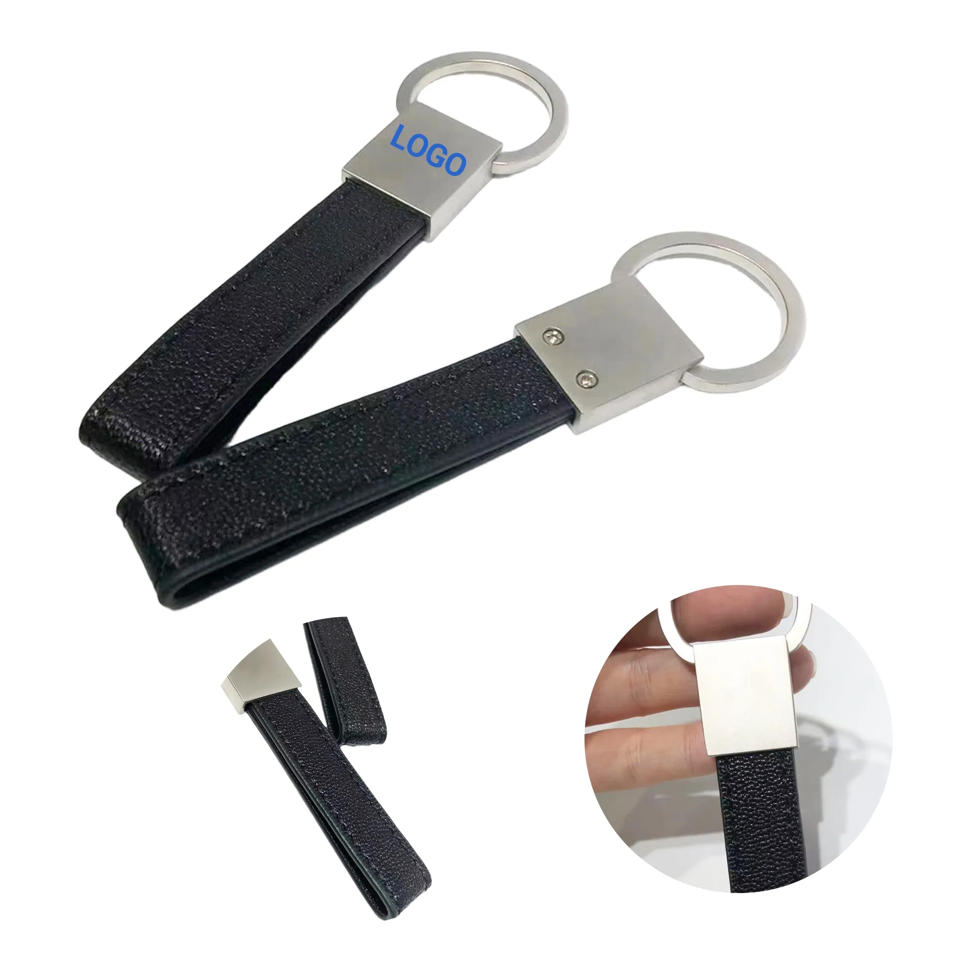PU Leather Pull-Ring Keychain with Zinc Alloy Hardware 3