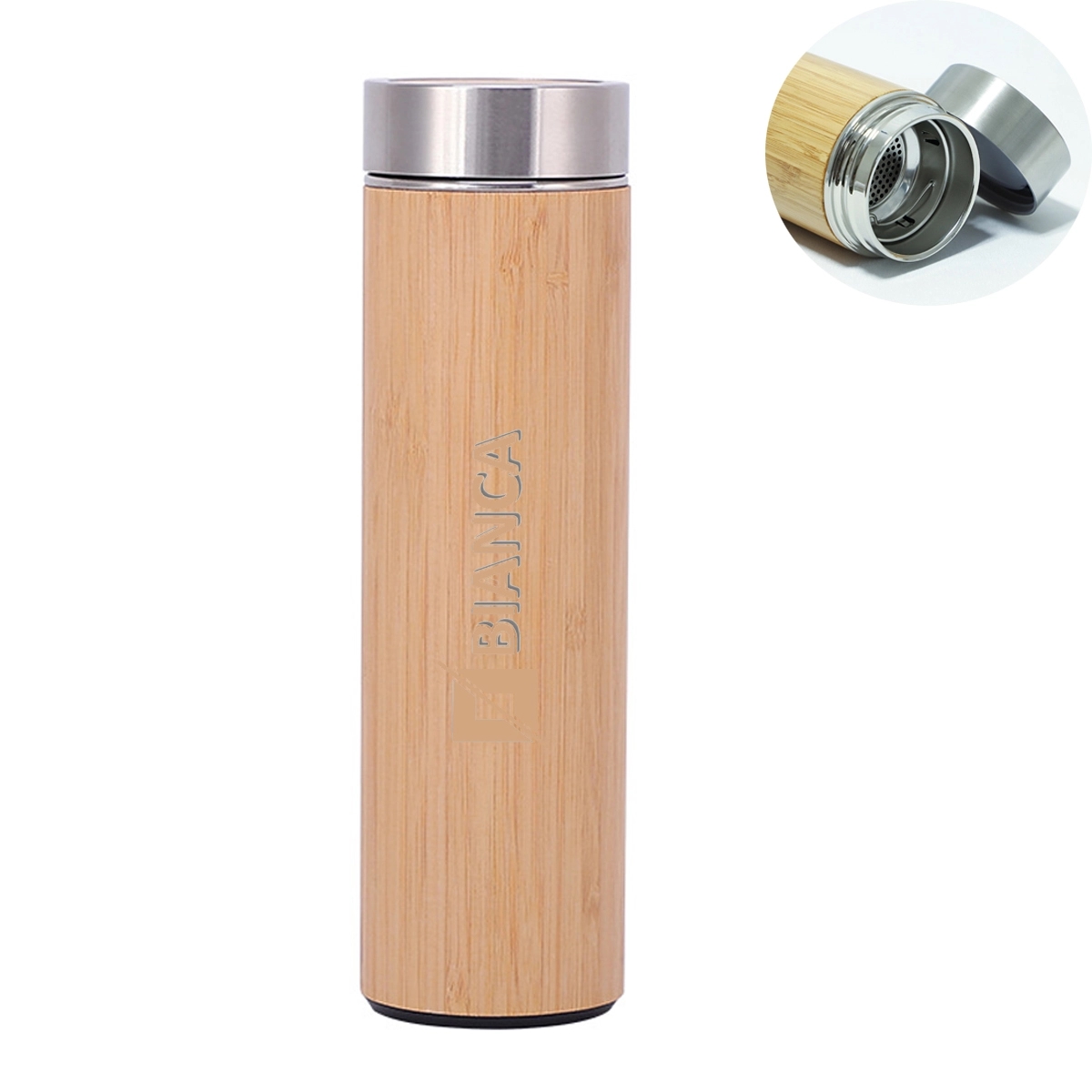 Bamboo Thermos With Tea Infuser & Strainer 2