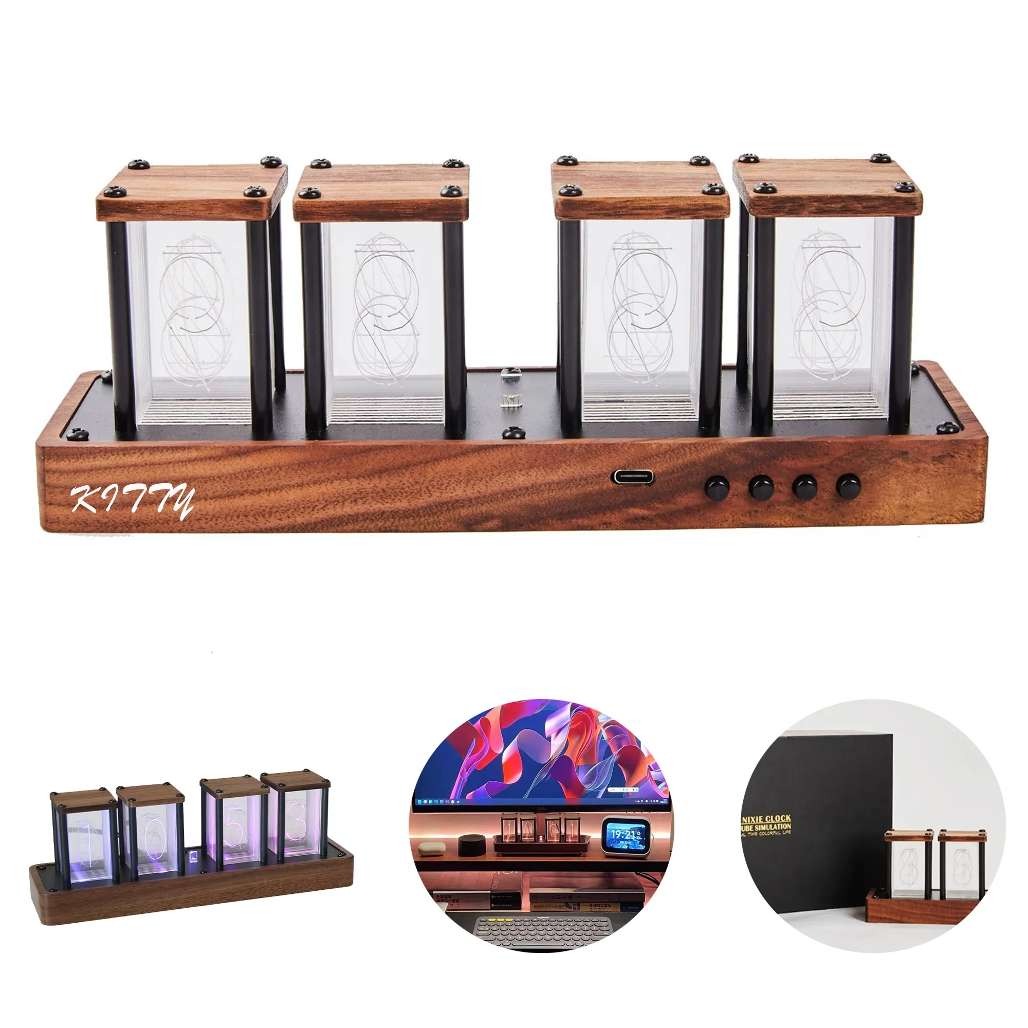 Nixie Tube-Style Electronic Desk Clock