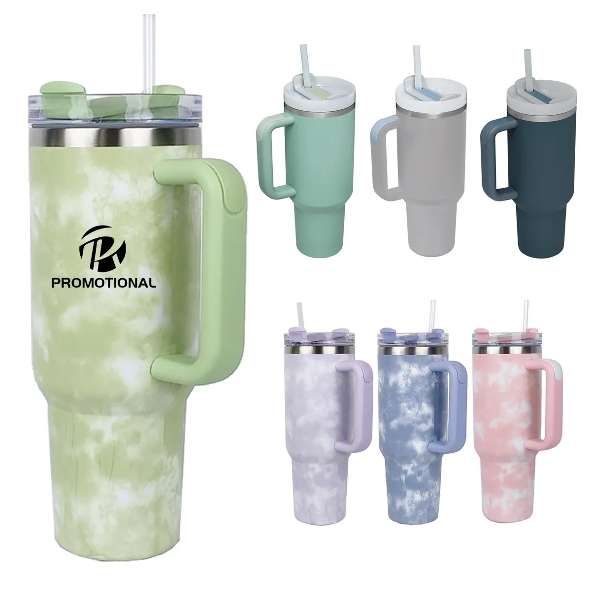 40oz Custom Travel Tumbler with Handle and Straw 3