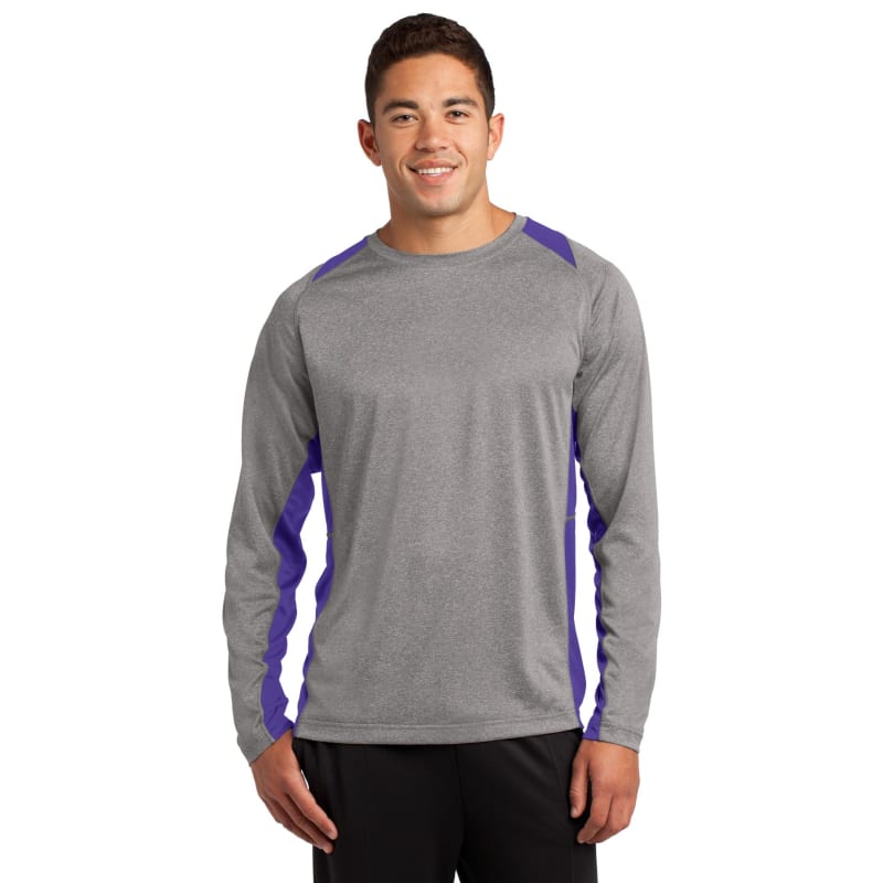 Sport-Tek Long Sleeve Heather Colorblock Contender Tee. 56