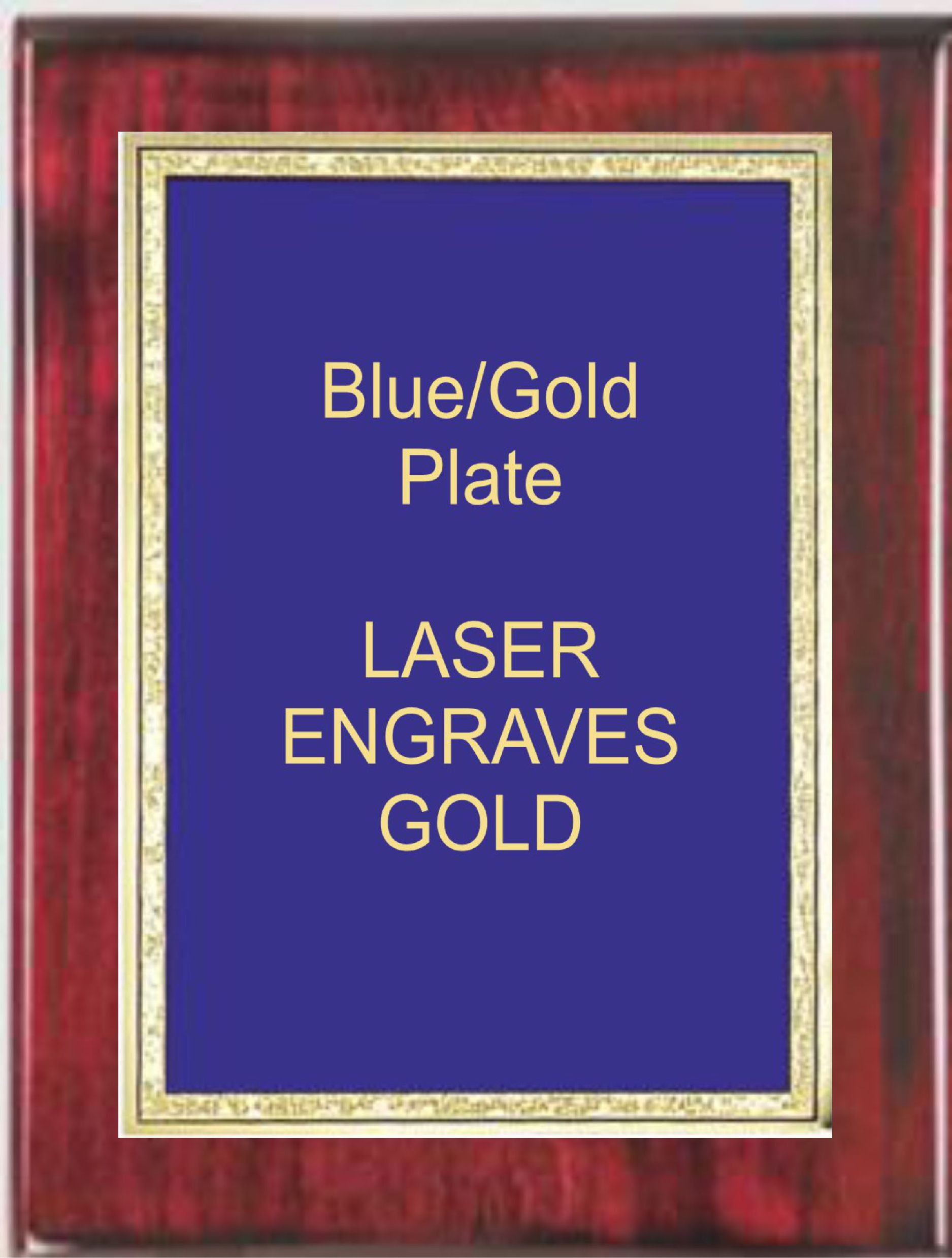 7-1/4" x 9-1/4" Rosewood Piano Finish Standing Plaque with a Blue Florentine Plate 2