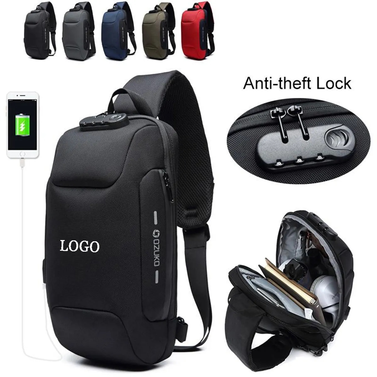 Anti Theft Sling Crossbody Bag with USB Charging Port 4