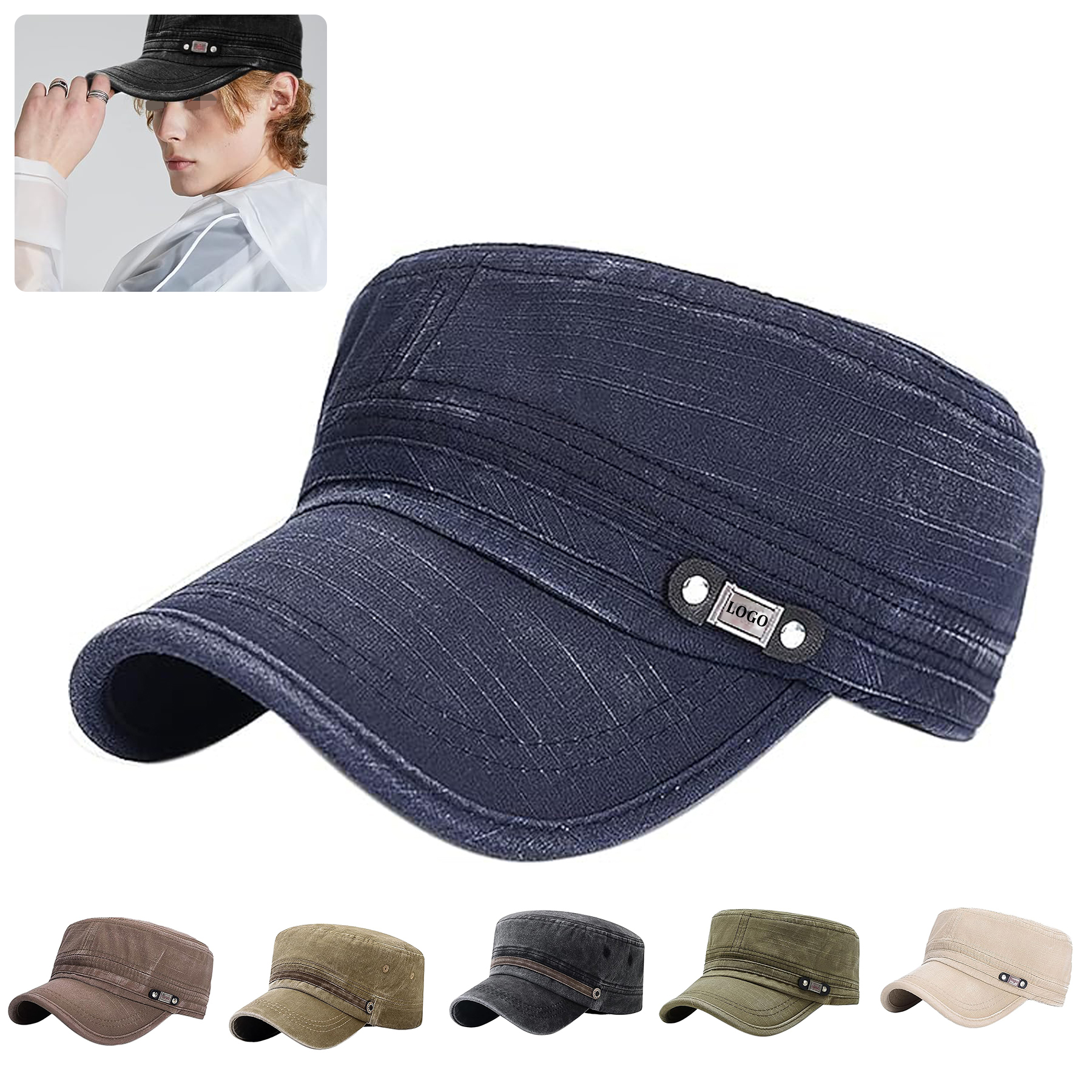 Army Cap Adjustable Flat Top Cap 3
