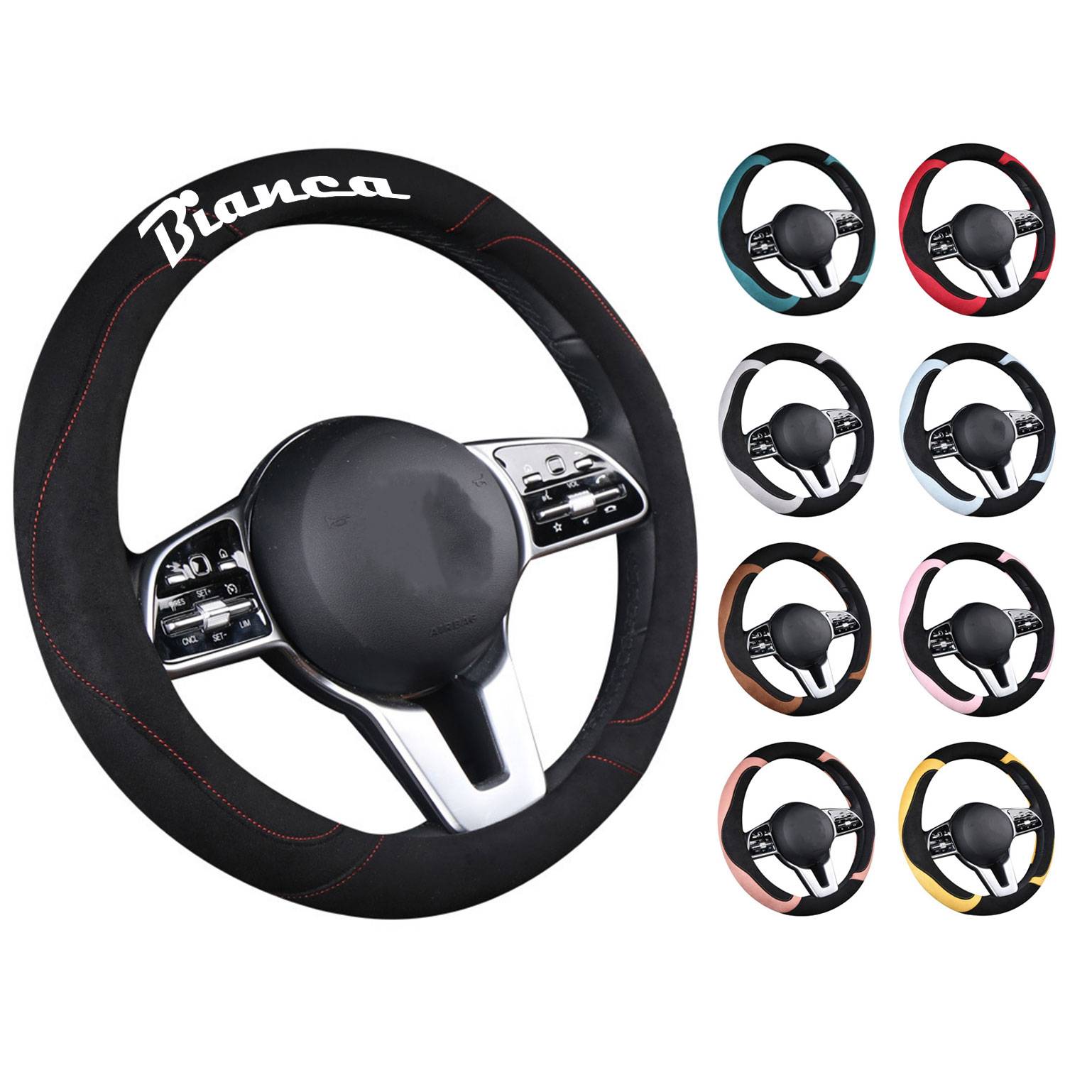 Anti Slip Synthetic Suede Car Steering Wheel Cover 15