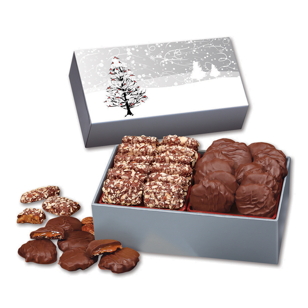 Toffee & Pecan Clusters in Gift Box with Cardinals in Tree Sleeve 3
