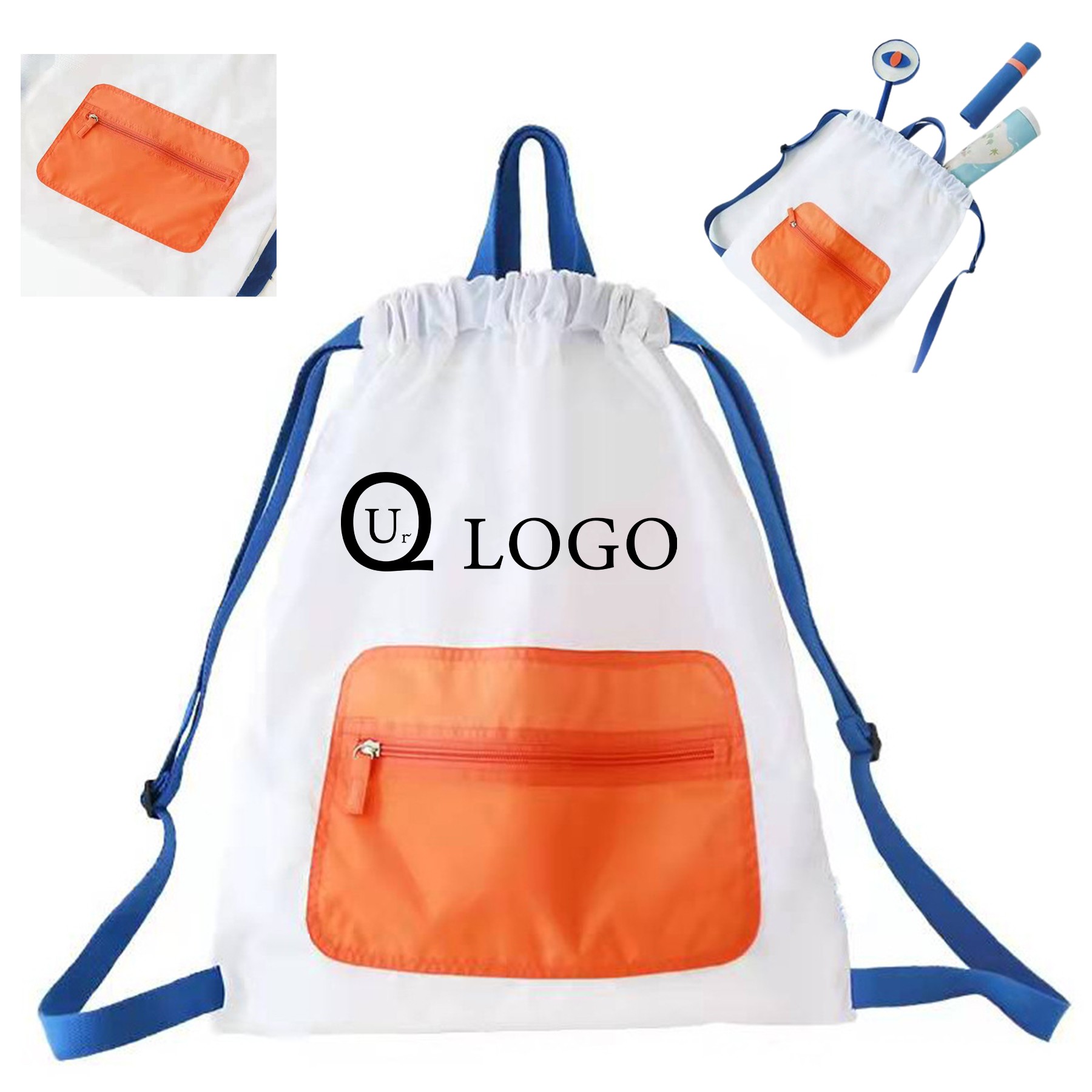 16.54X19.69 Inch Nylon Drawstring Backpack