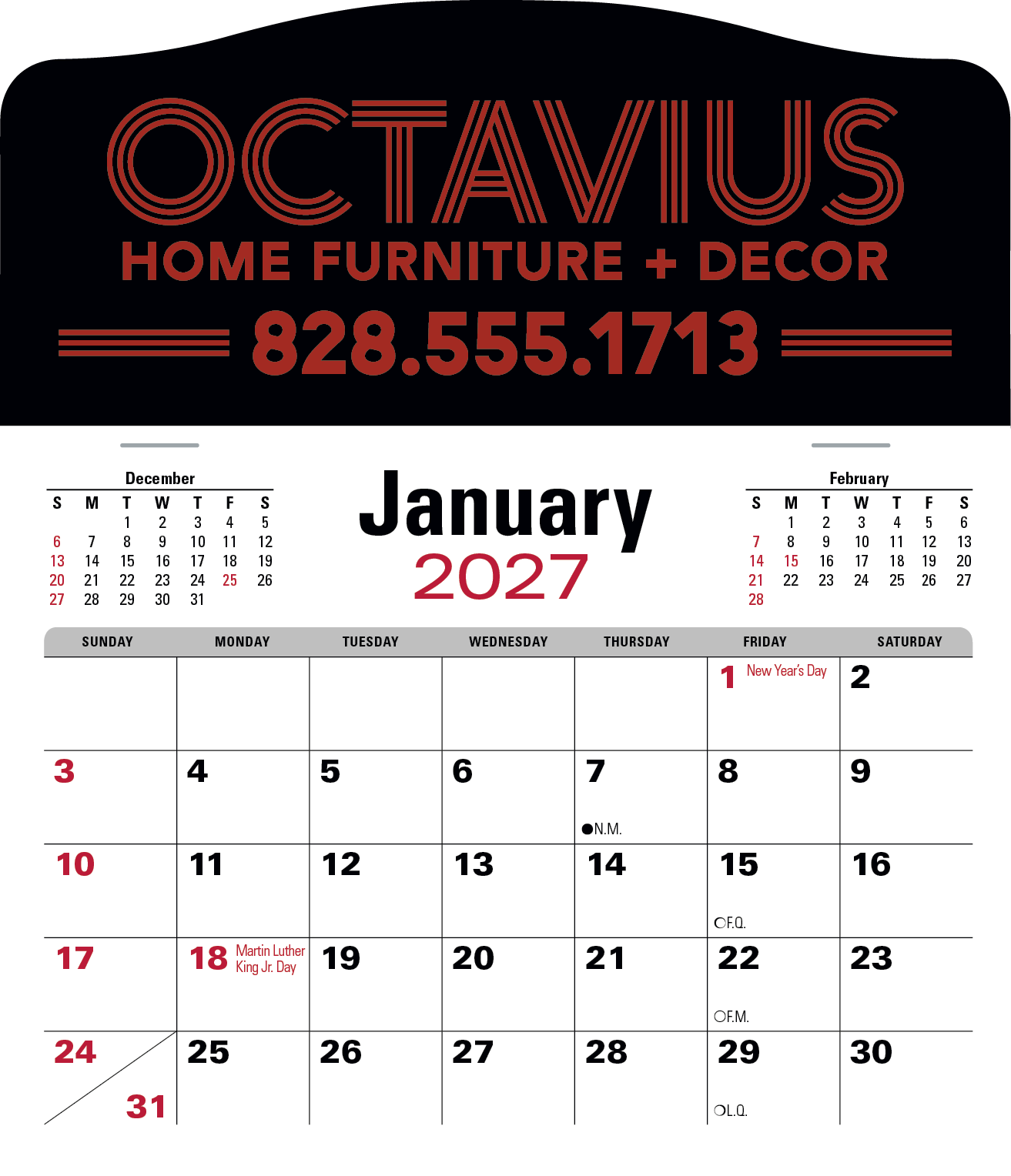 Triumph® Calendars Press-N-Stick Jumbo Header with 3-Month Calendar 6