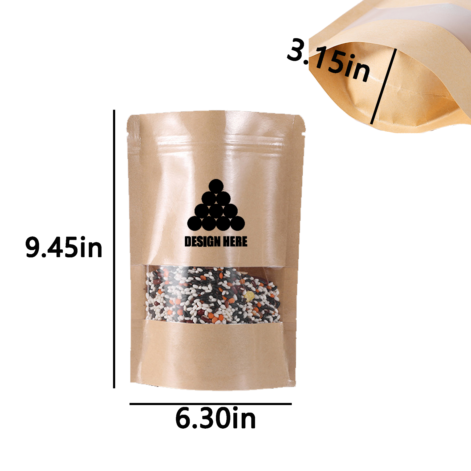 MOQ 20 PCS Kraft Paper Food Packaging Bags 3