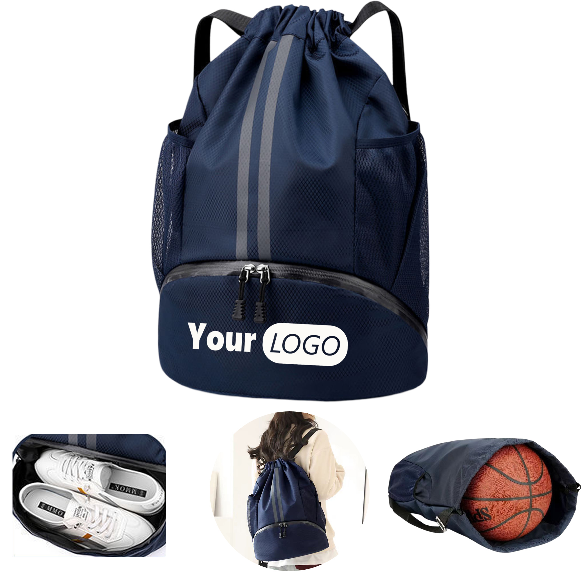Dry Wet Separation Water Resistant Drawstring Bag 2