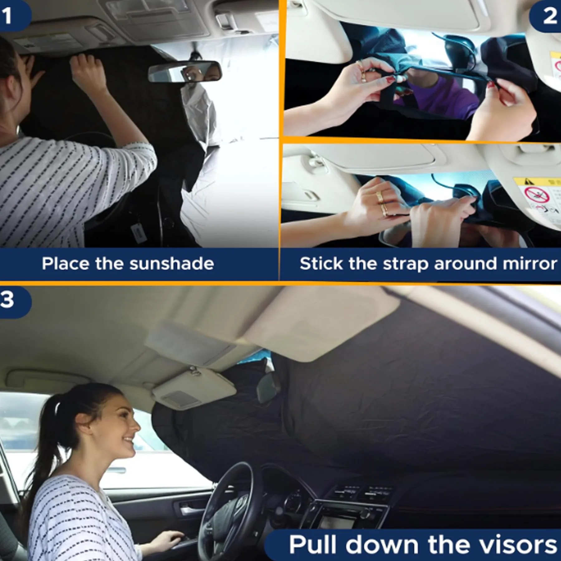 Telescopic General Motors Front Windshield Sunshade 8