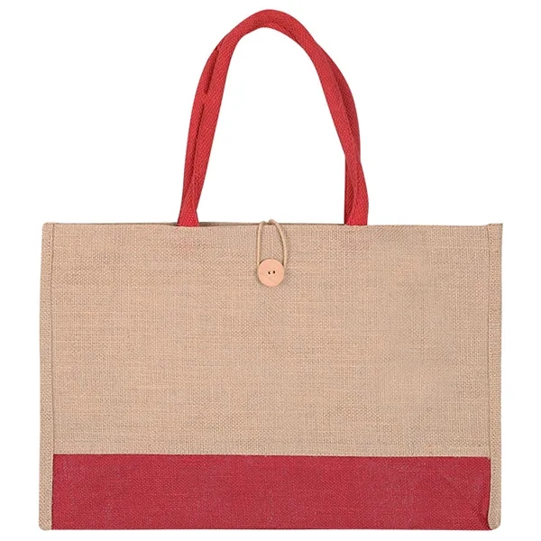 Color Block Jute Tote Bag, custom tote bag with logo imprint 3