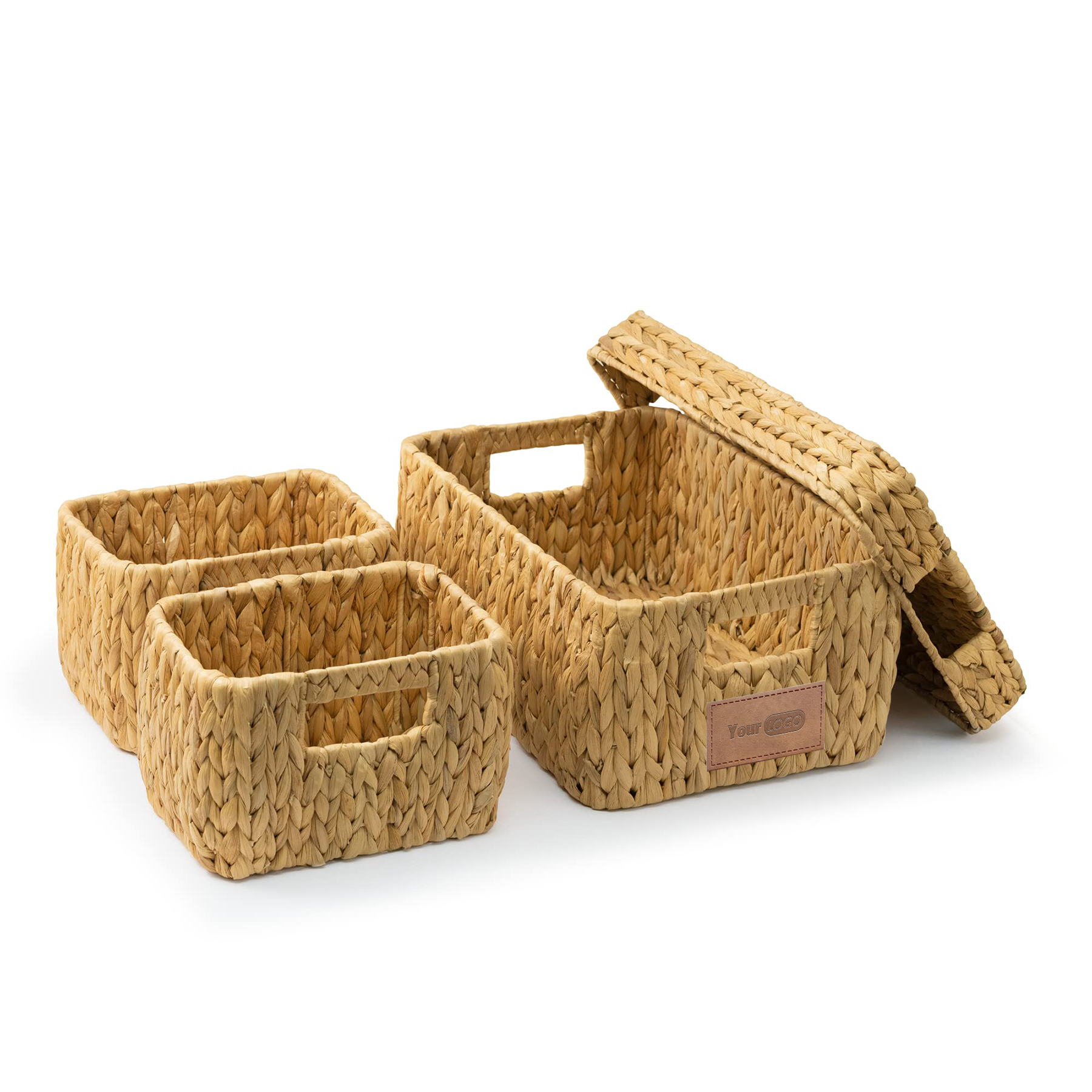Water Hyacinth Storage Baskets with Lid 2