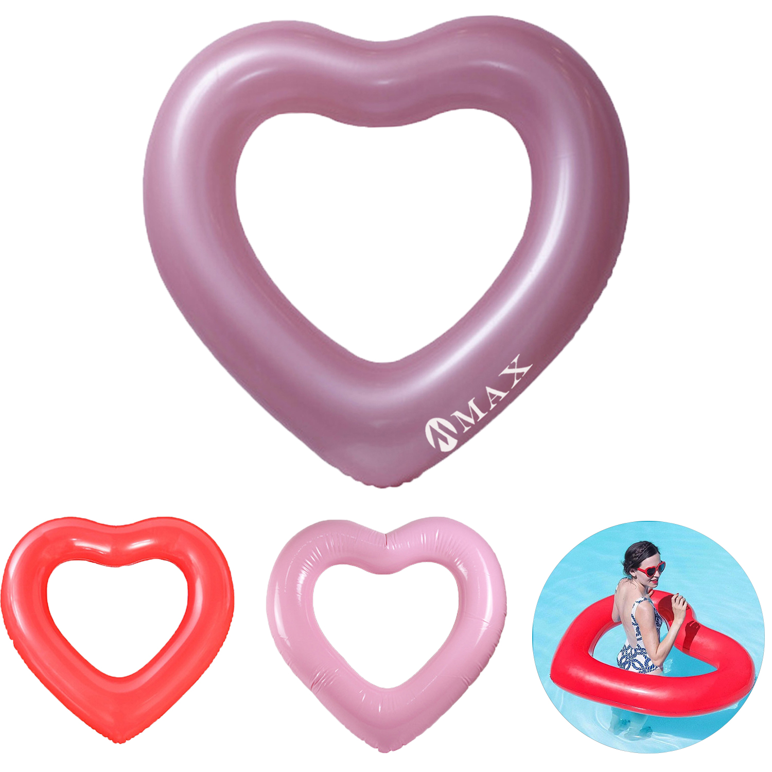 Thickened PVC Adult Heart-Shaped Inflatable Swimming Ring 13
