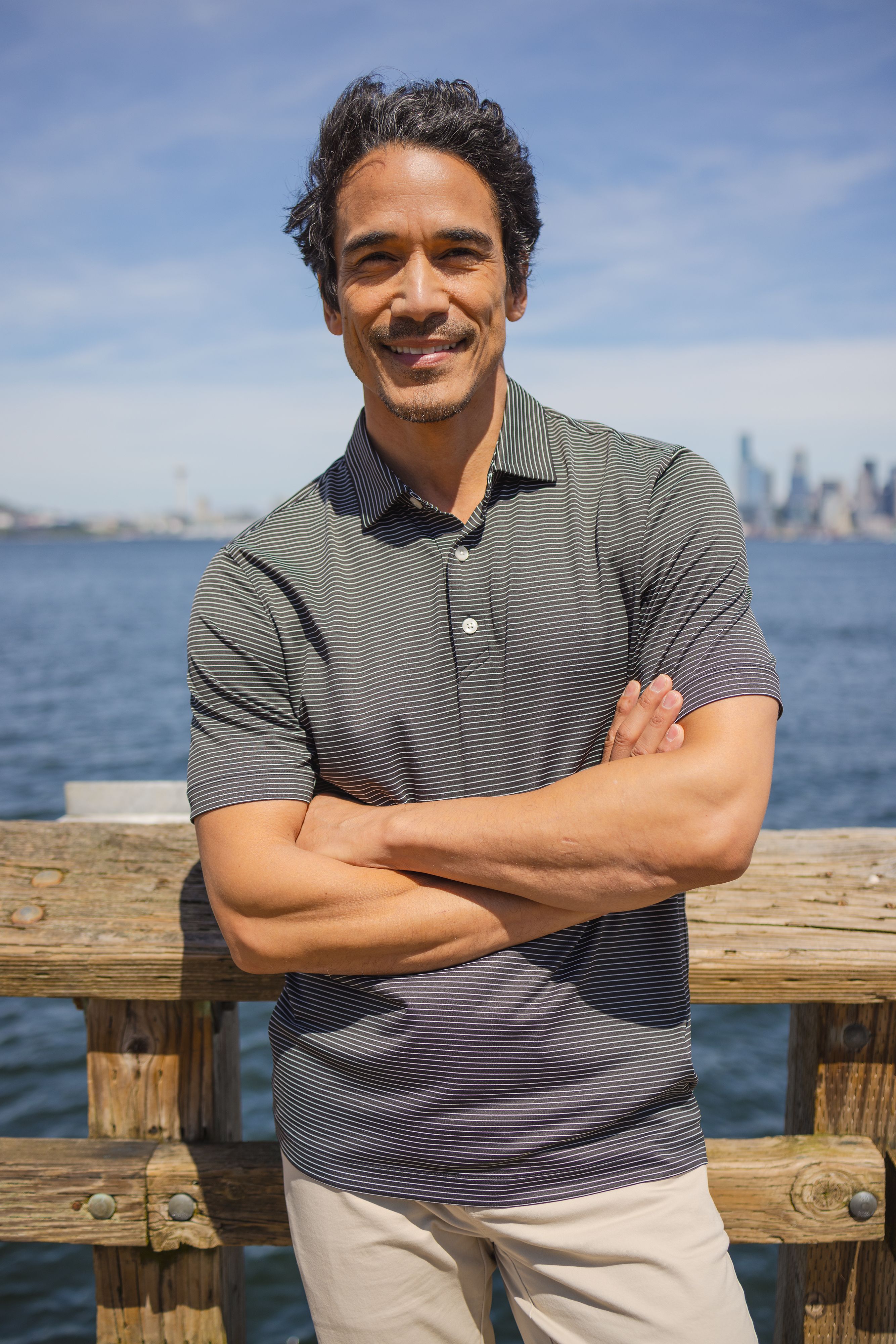 Cutter & Buck Forge Recycled Fine Line Stripe Four-Way Stretch Mens Polo 10