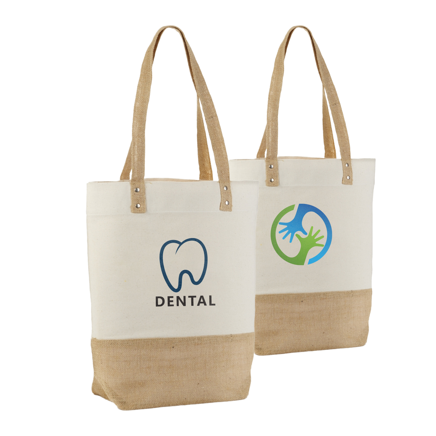 Canvas & Jute Tote with Sturdy Design, custom tote bag with logo imprint 2