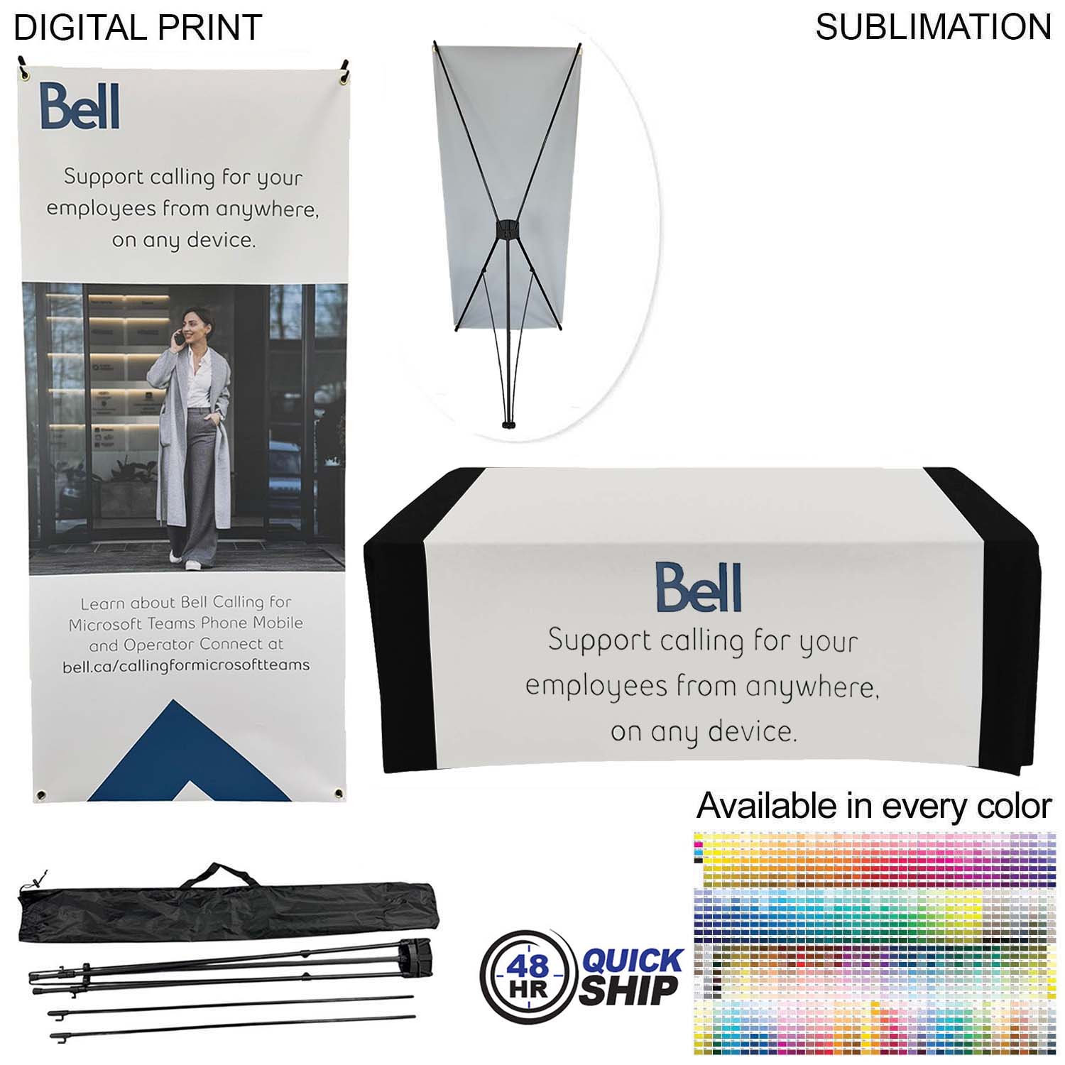48Hr Quick Ship - Tradeshow Package, Tripod Banner with Graphic DP787 + Sublimated Tablerunner SU622 5