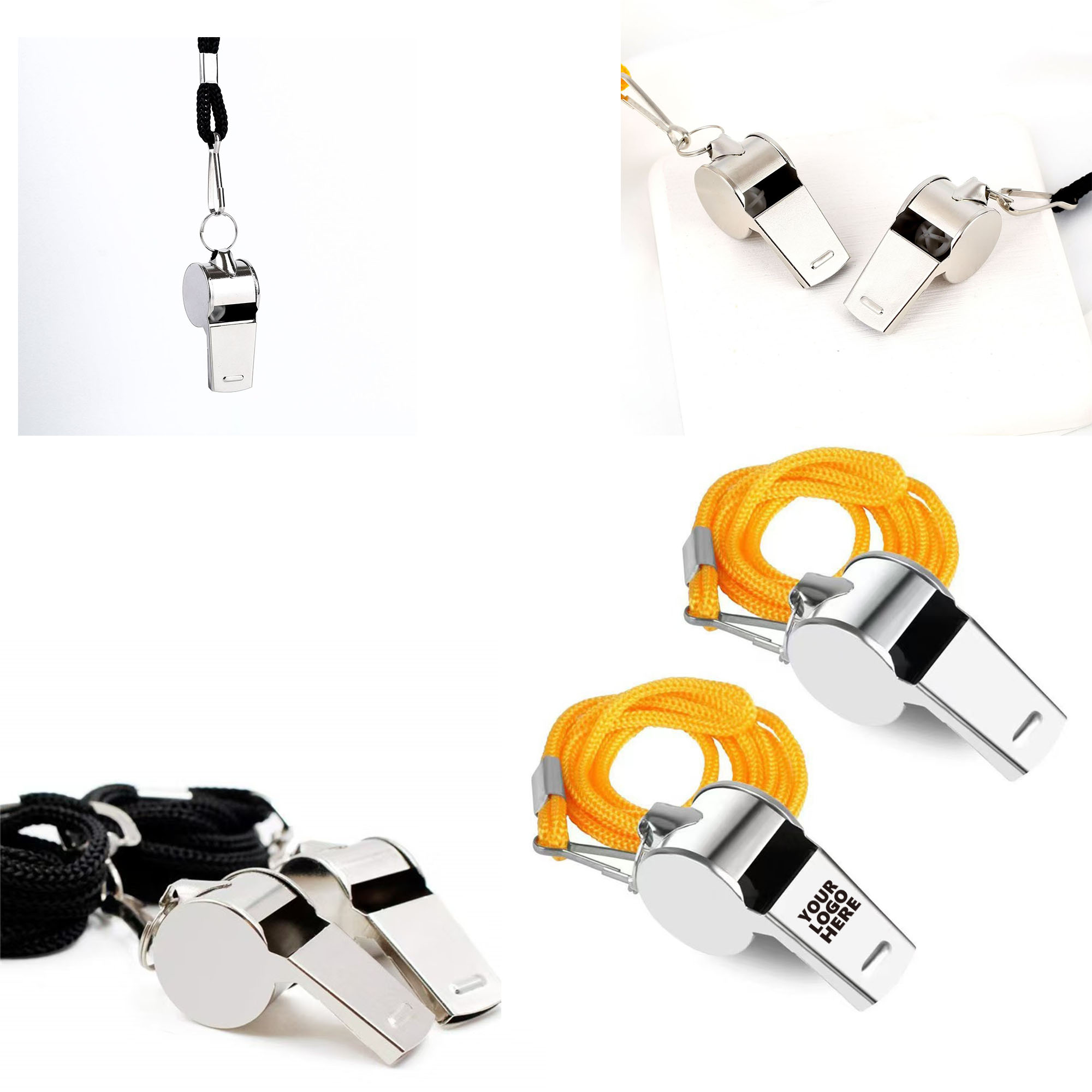 MOQ50 Metal Sports Whistle With Lanyard 2