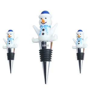 Happy Snowman Design Alloy Wine Cork Bottle Stopper 5