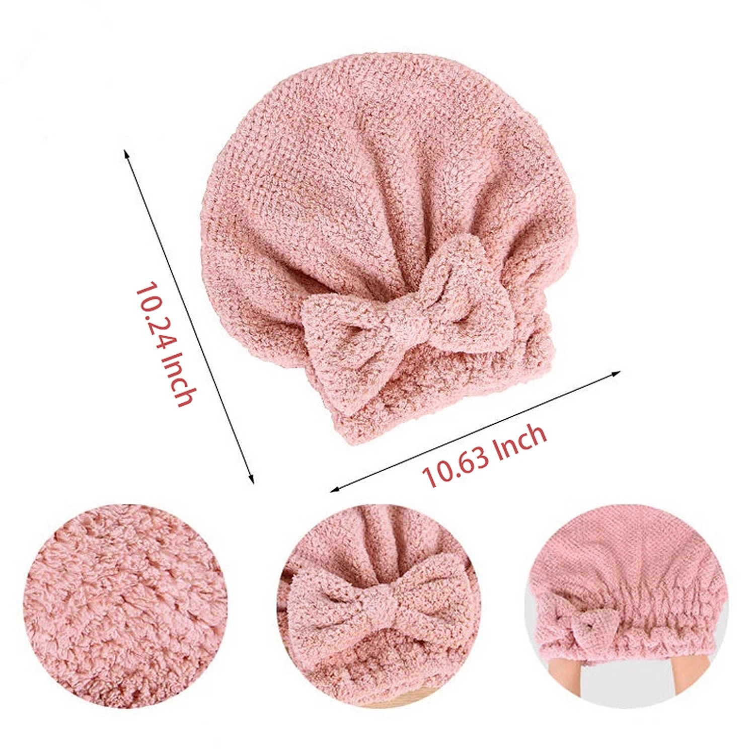 Bowknot Coral Fleece Bathing Cap 1