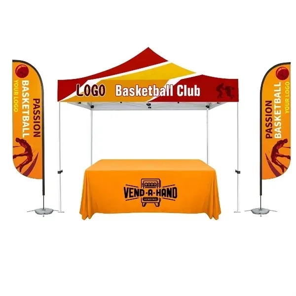 10'x10' Promotional Canopy w/ Feather Flag & 6ft Table Throw 4