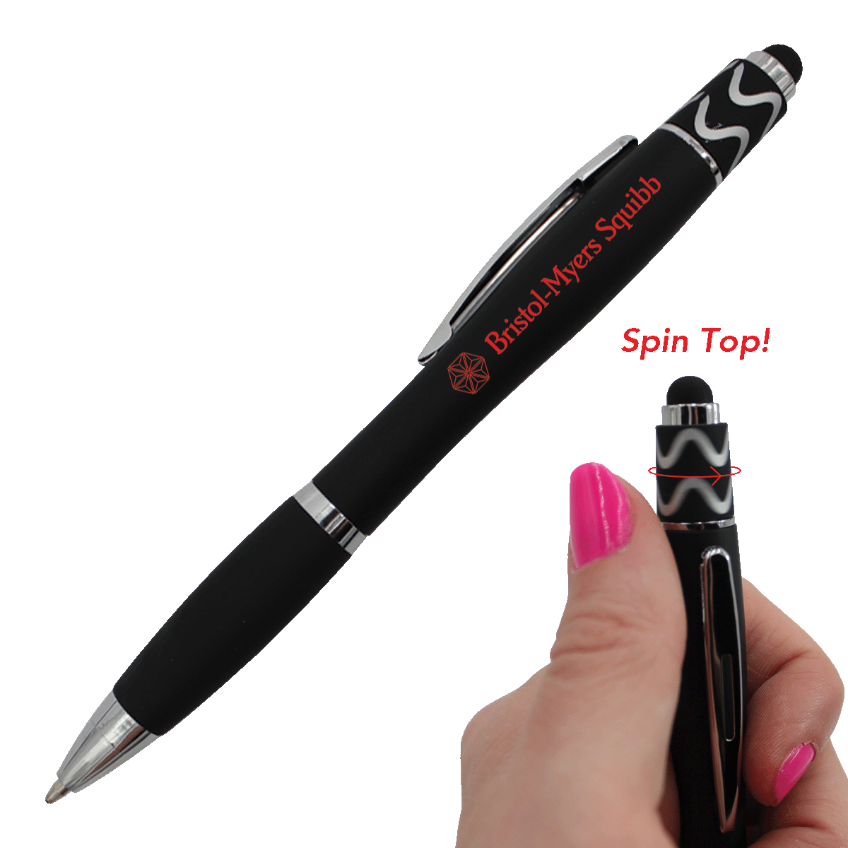 Halcyon® Silhouette Spin Top Pen with Stylus 3