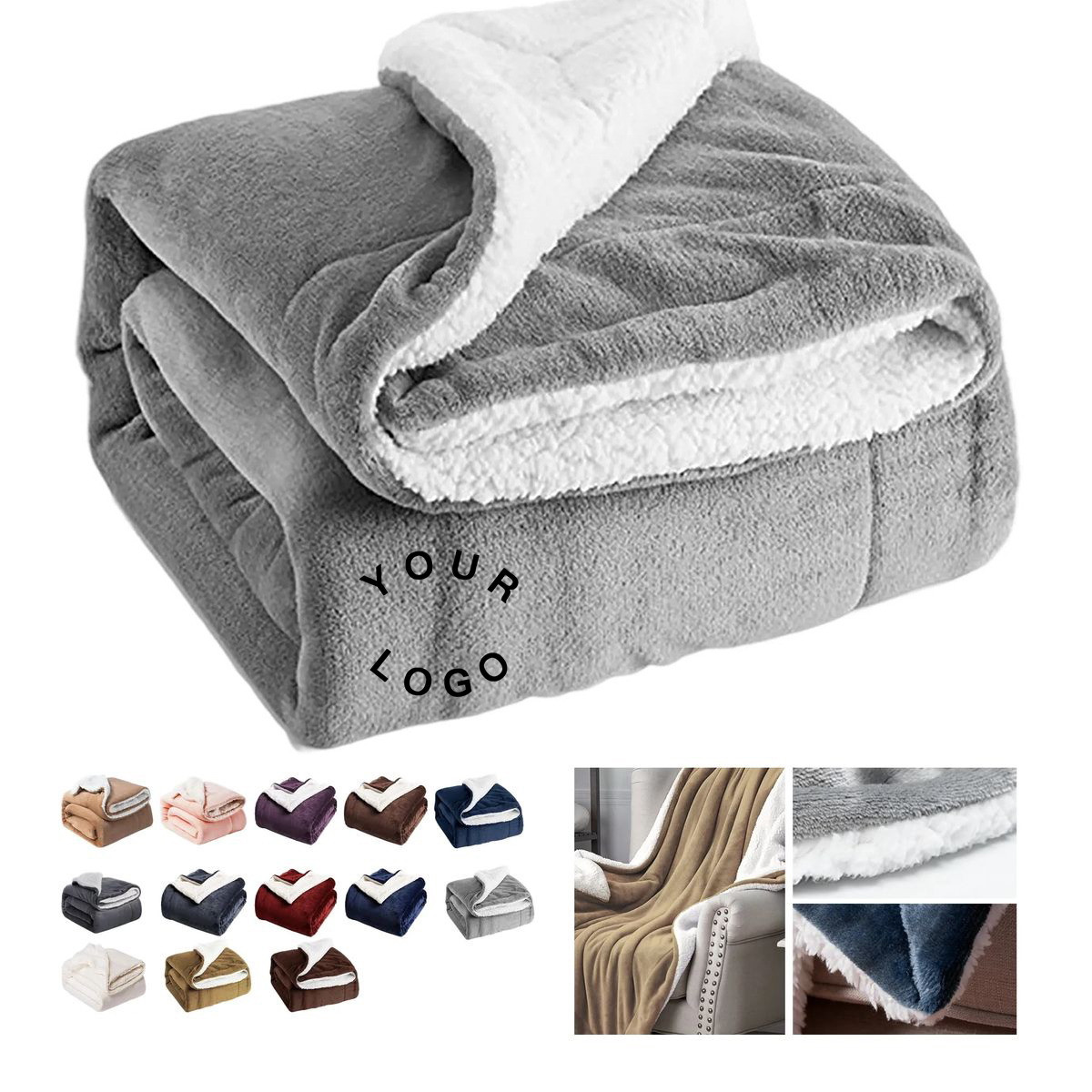 Cozy 50x60 Inch Throw Blanket with Sherpa Backing 17