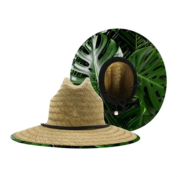Lifeguard Straw Hat w/ Full Color Underbrim & Patch 14