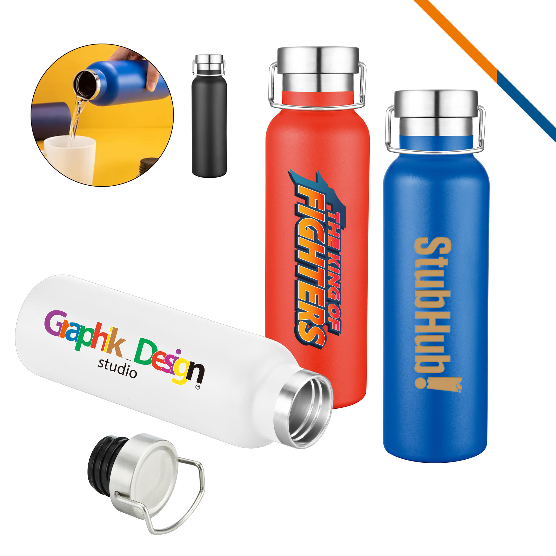 Dyno Stainless Steel Water Bottle - 20 OZ., custom water bottle with logo imprint 2
