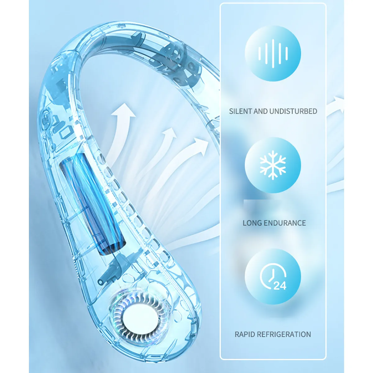 1800mAh Personal Portable USB Neck Fan Hands Free bladeless 7